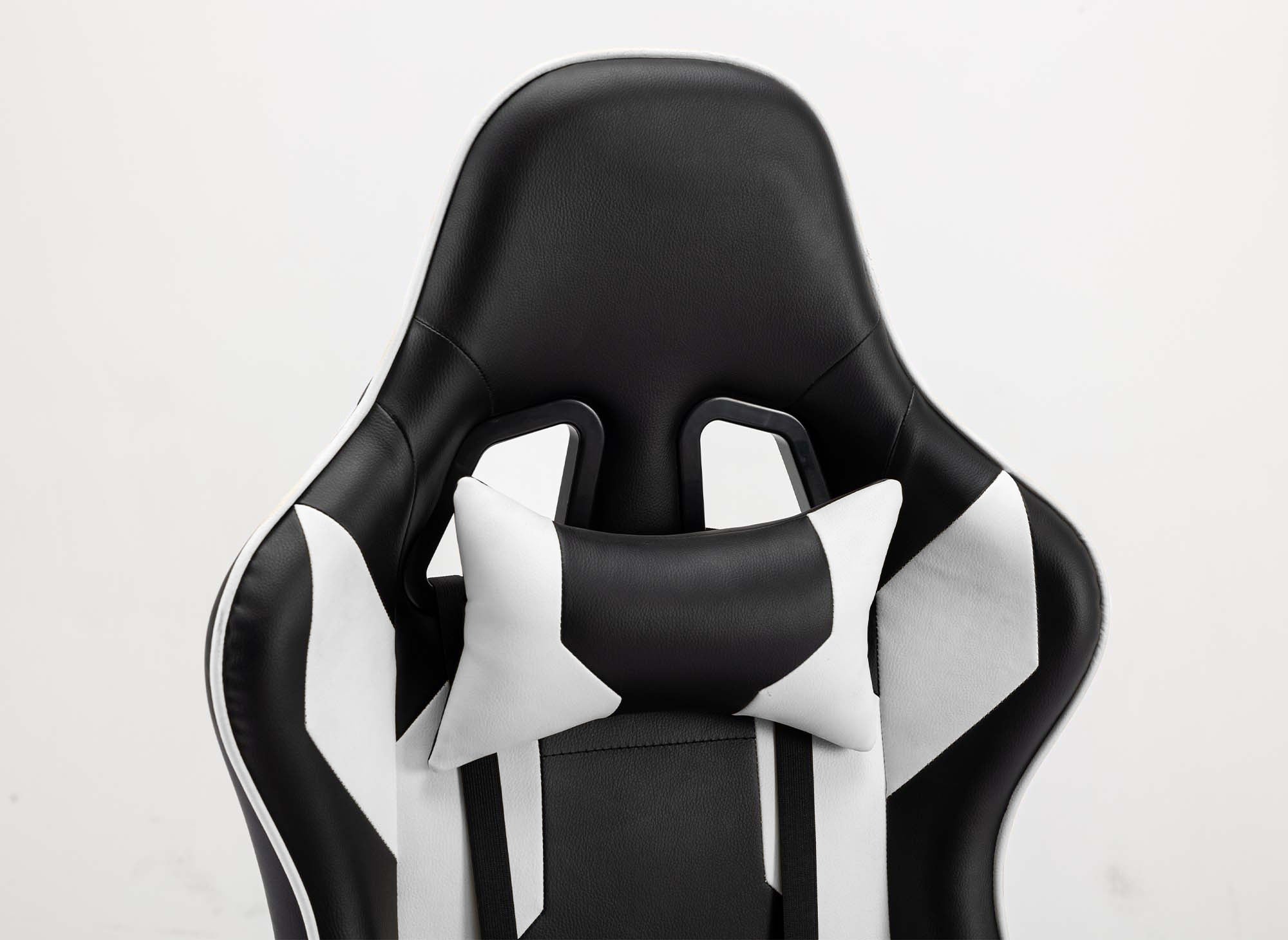 Silla gaming LYHAM de piel sintética blanca y negra