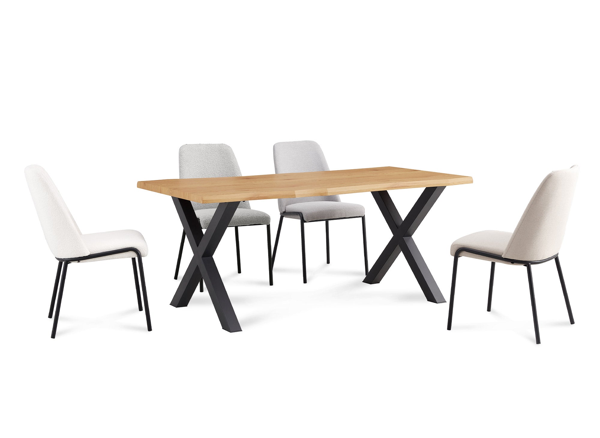 Mesa de comedor rectangular ELIANA en madera y metal negro