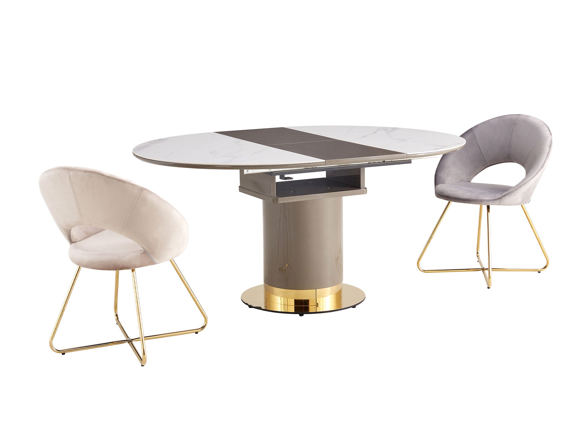 Juego de 2 sillas de diseño PETRA en terciopelo gris