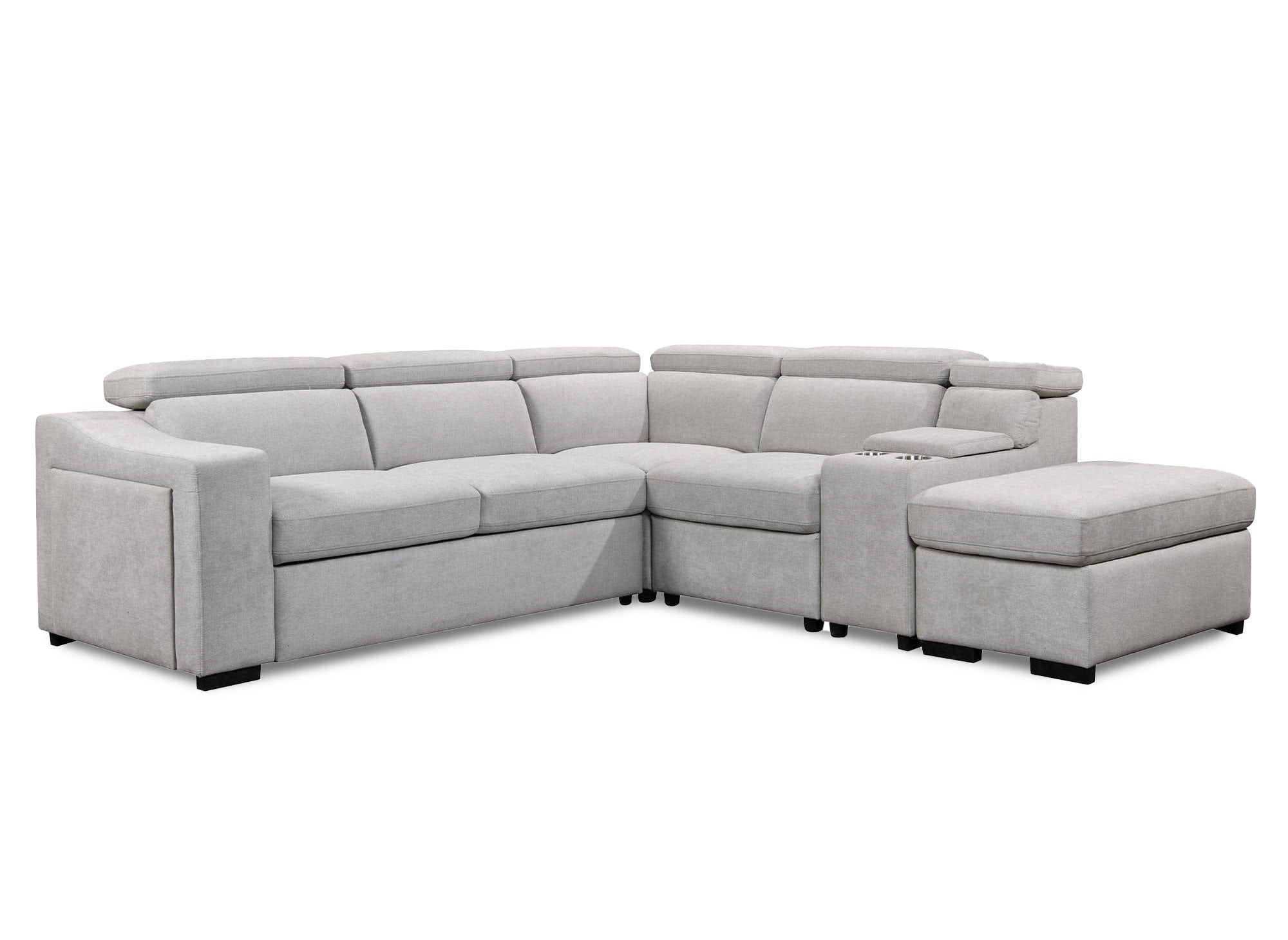 Sofá cama esquinero DEREK XL de tela beige - Esquina derecha