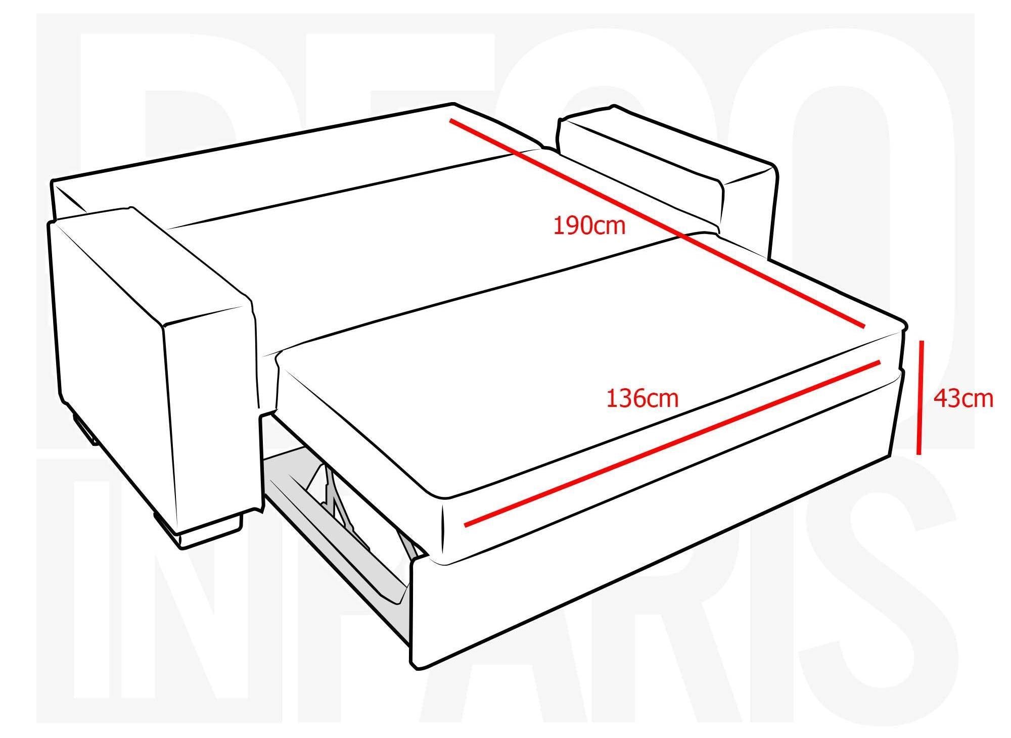 Sofá cama JAMES de 3 plazas en tela beige