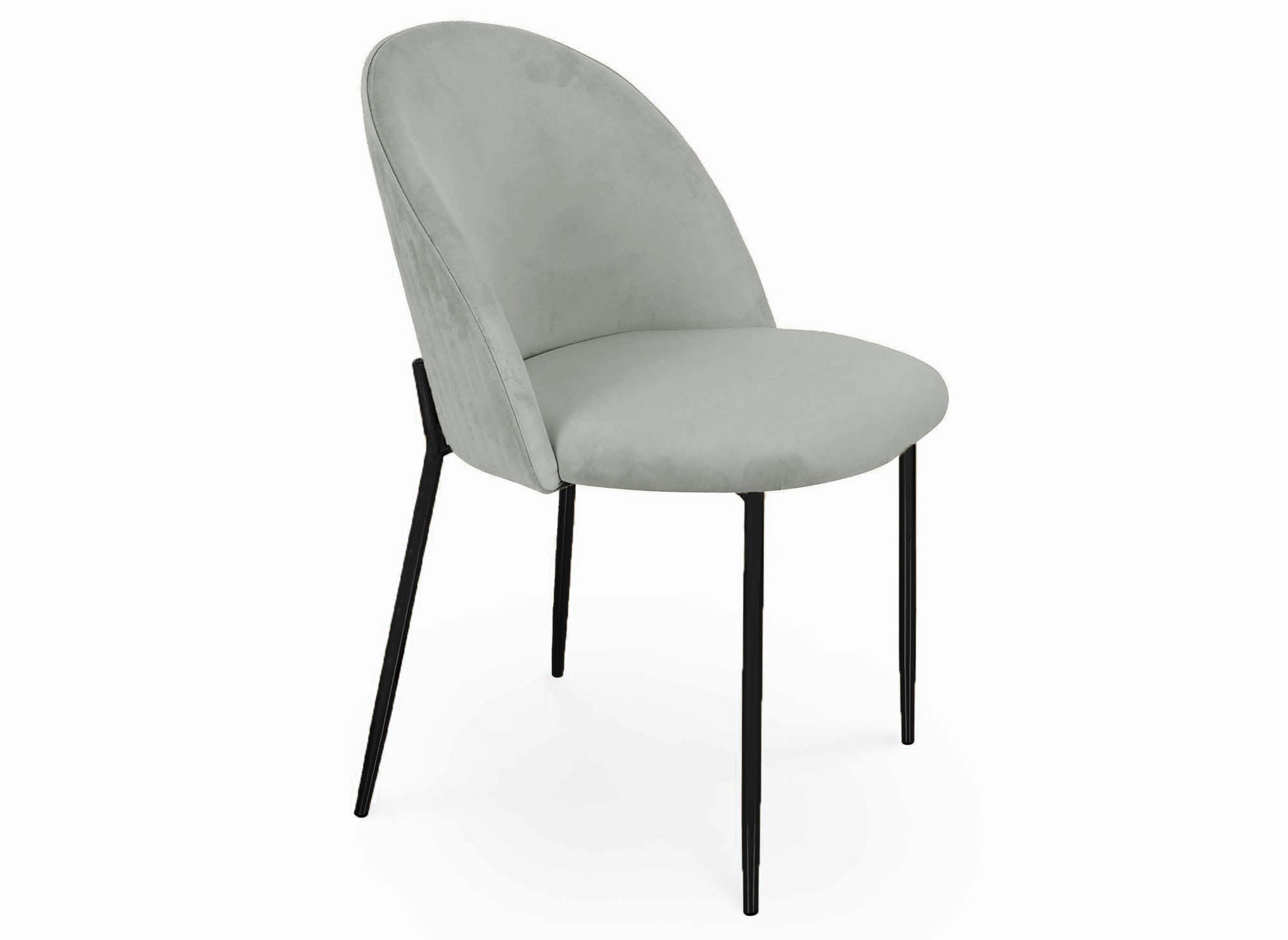Conjunto de 2 sillas de diseño en terciopelo gris con patas negras ARABEL