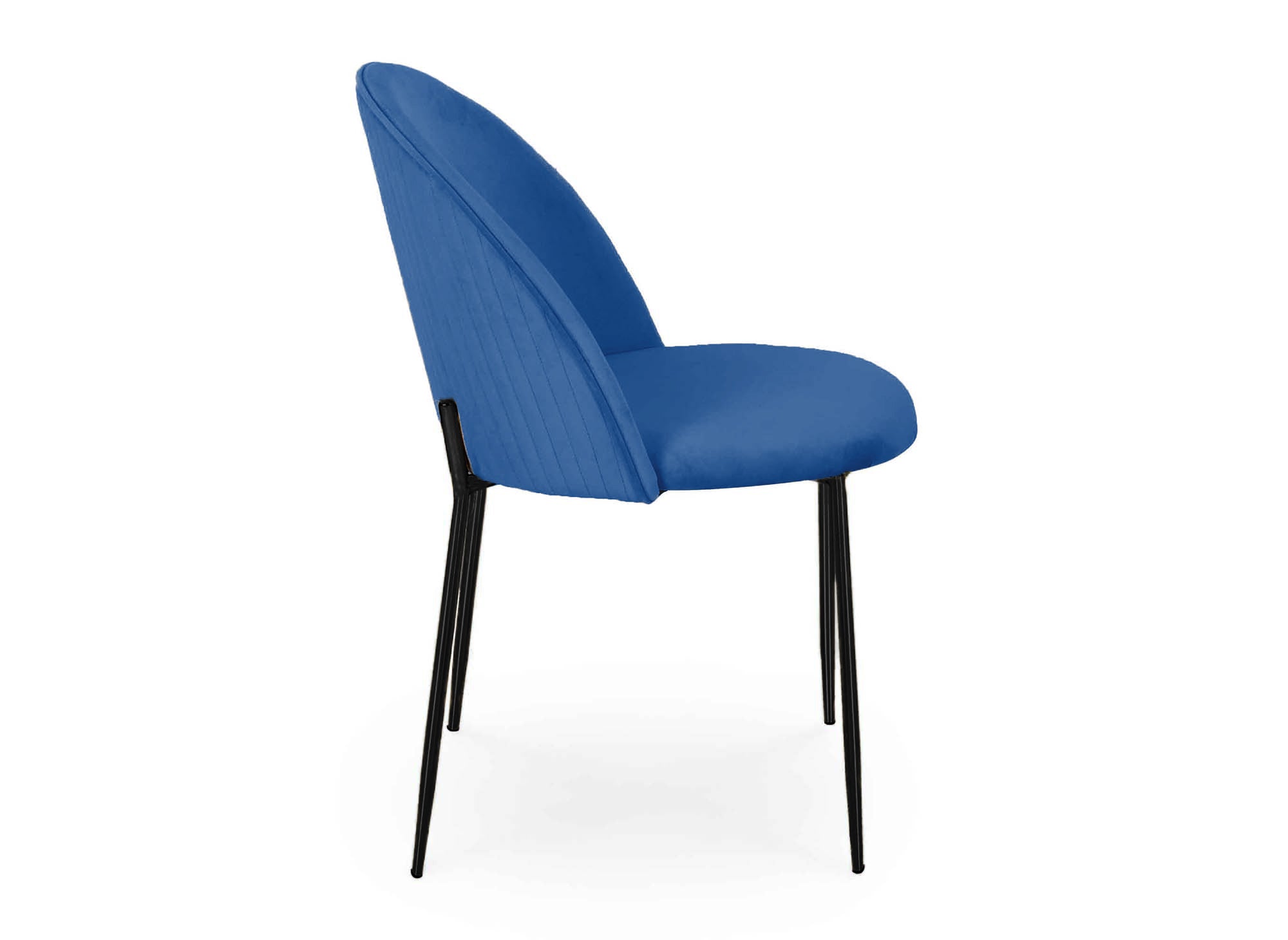 Conjunto de 2 sillas de diseño en terciopelo azul con patas negras ARABEL