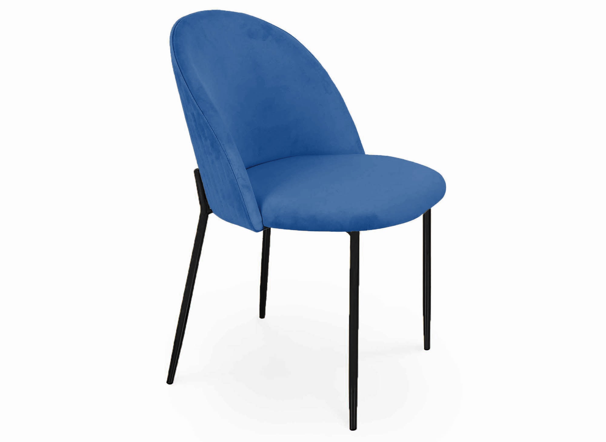 Conjunto de 2 sillas de diseño en terciopelo azul con patas negras ARABEL
