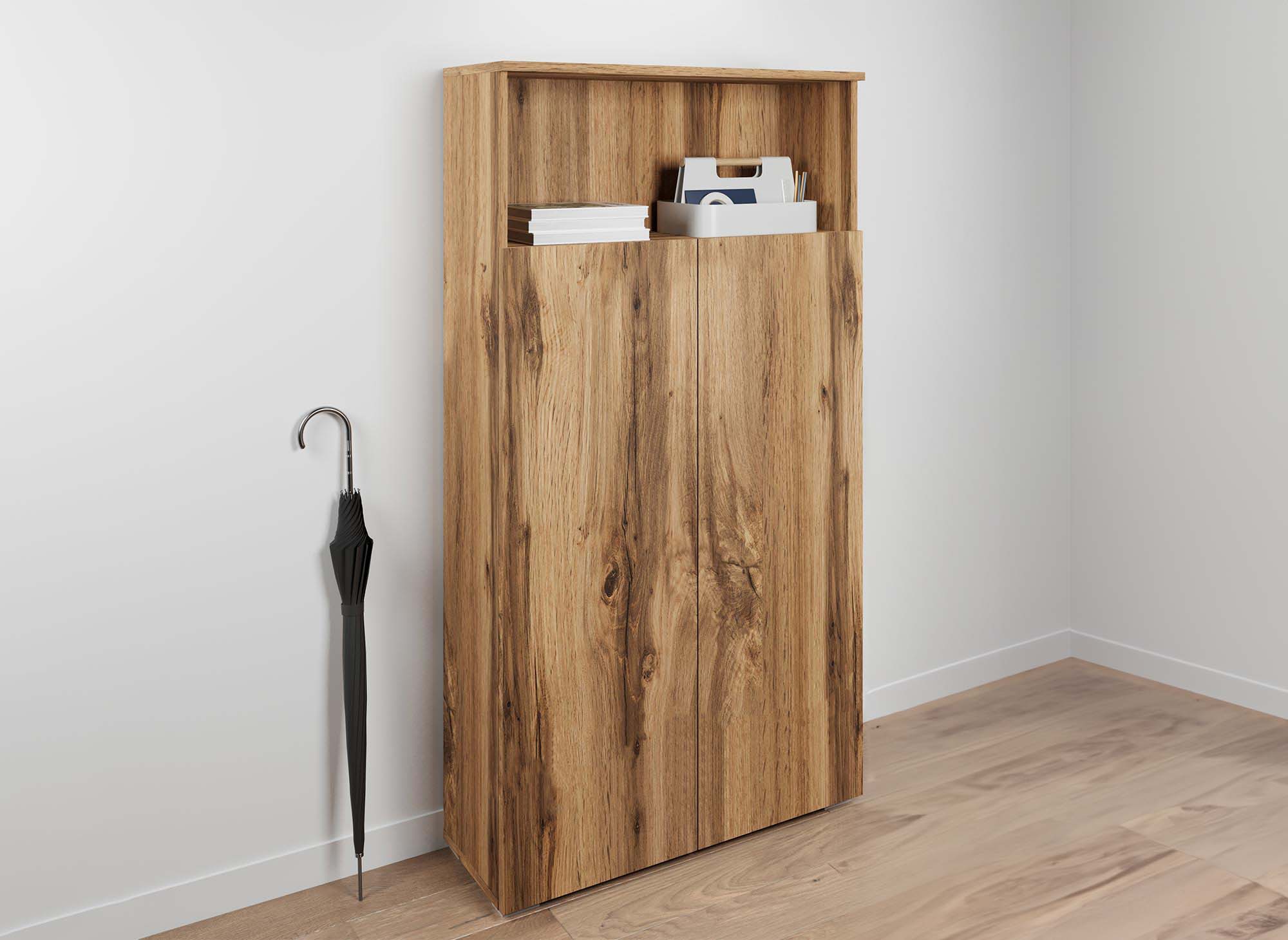 Zapatero BAKI de 5 compartimentos con 1 nicho, fabricado en madera.