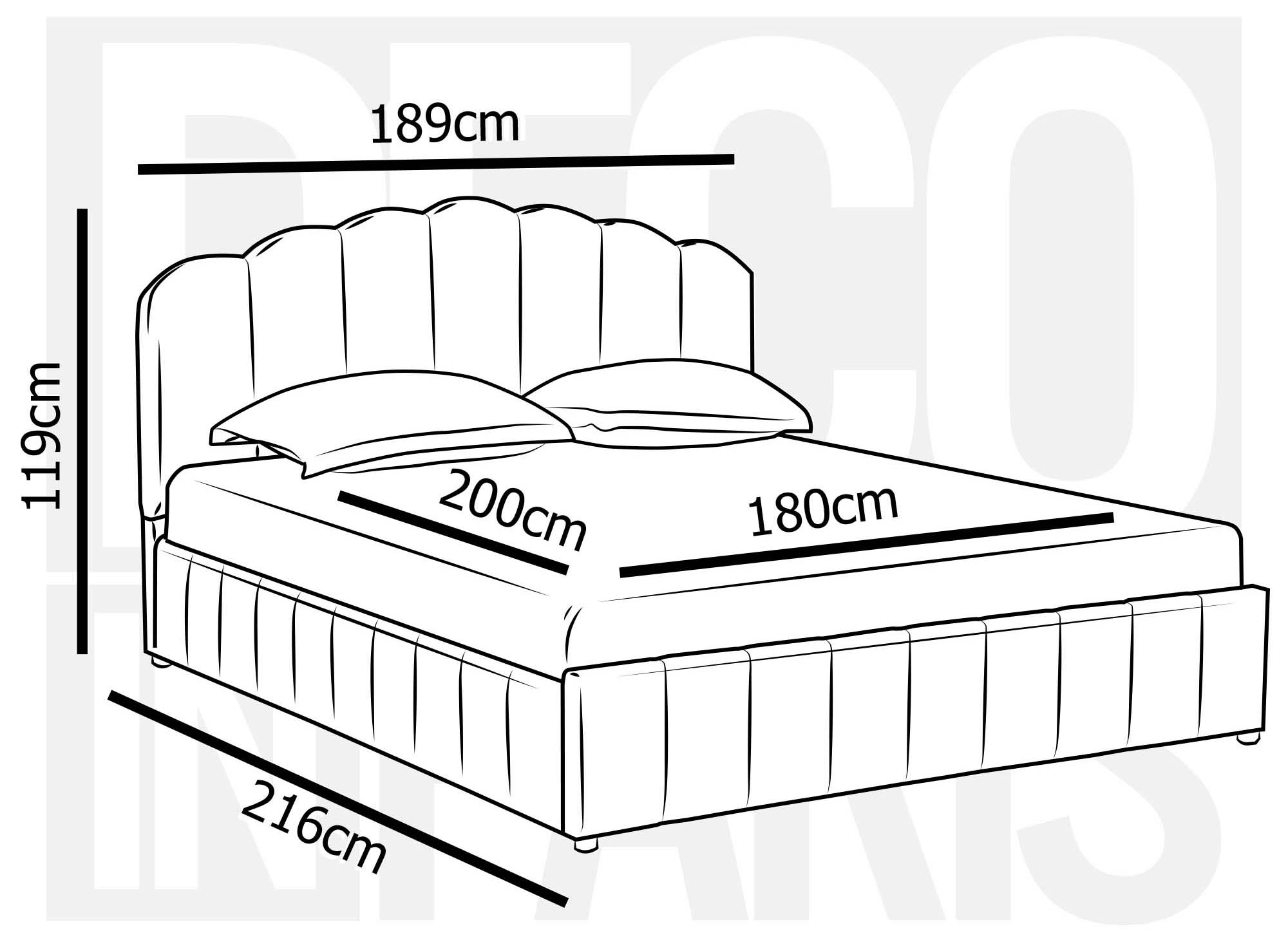 Cama con almacenaje ELVIRA de terciopelo gris 180x200 cm