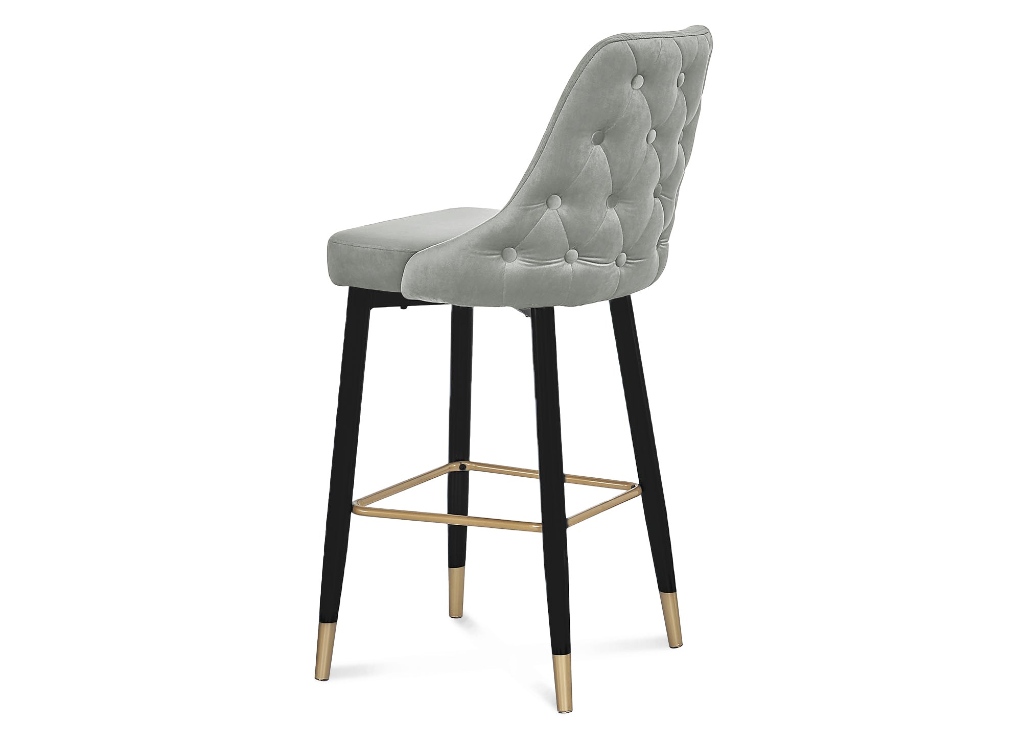 Juego de 2 taburetes de bar DORINA de terciopelo gris