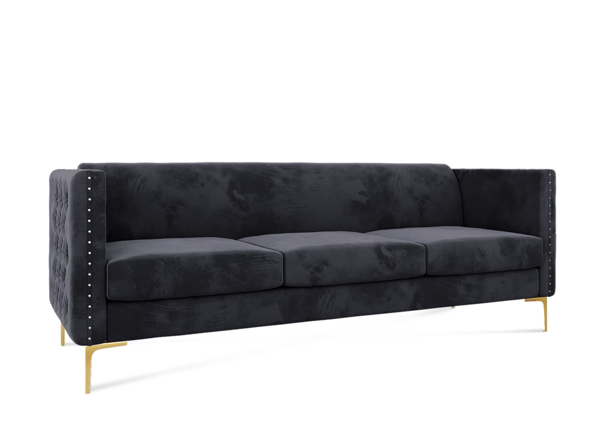 Sofá de 3 plazas CYNTHIA en terciopelo gris