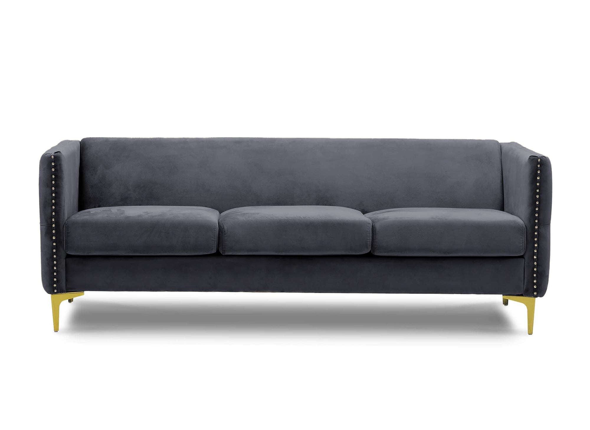 Sofá de 3 plazas CYNTHIA en terciopelo gris