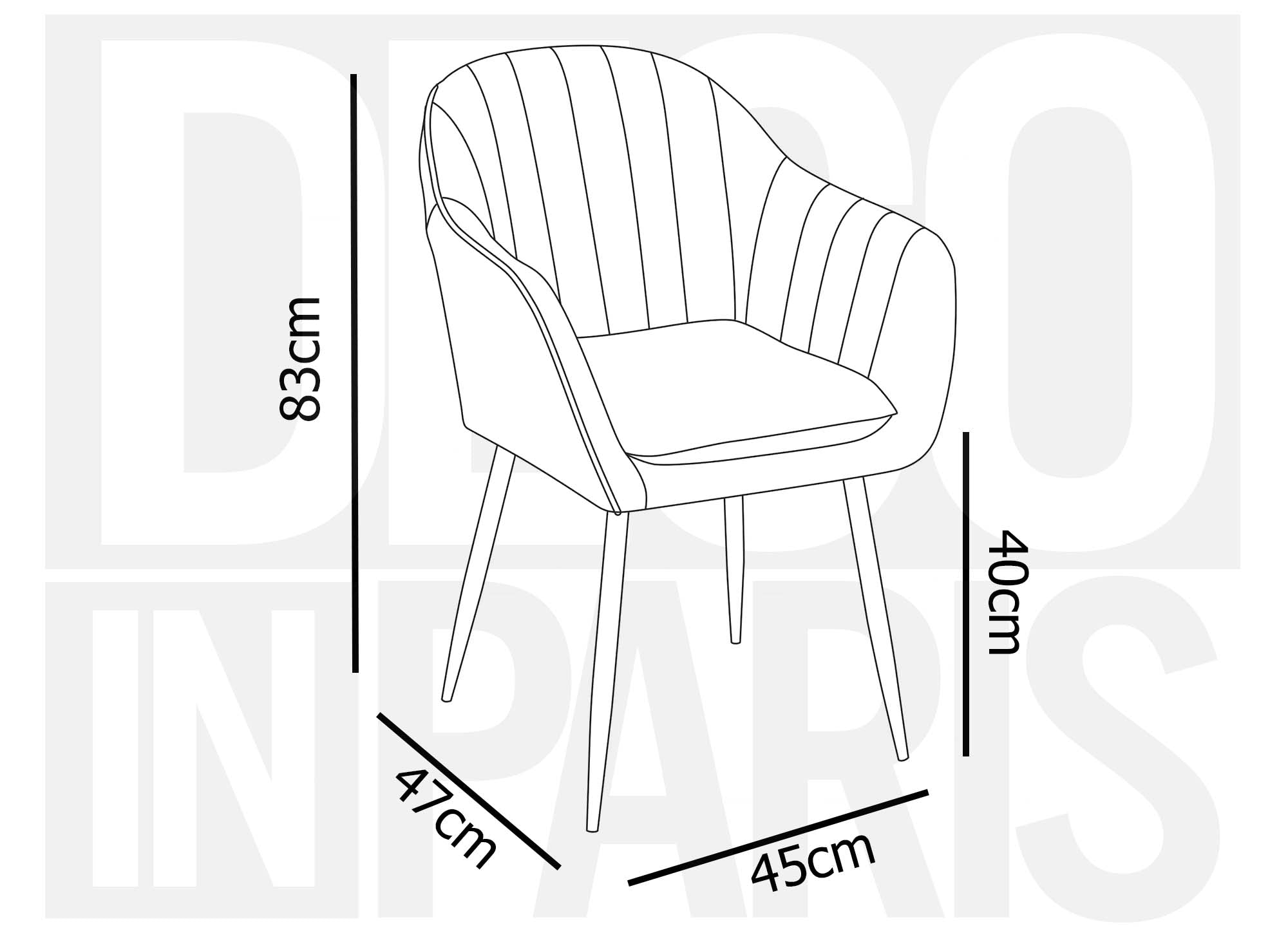 Conjunto de 2 sillones EDWIGE de terciopelo negro