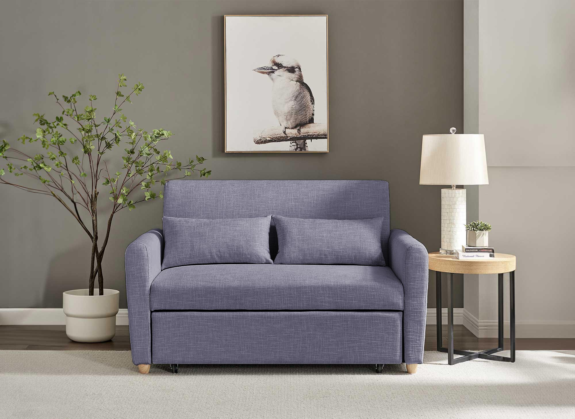 Sofá convertible escandinavo KALAYA en tela gris