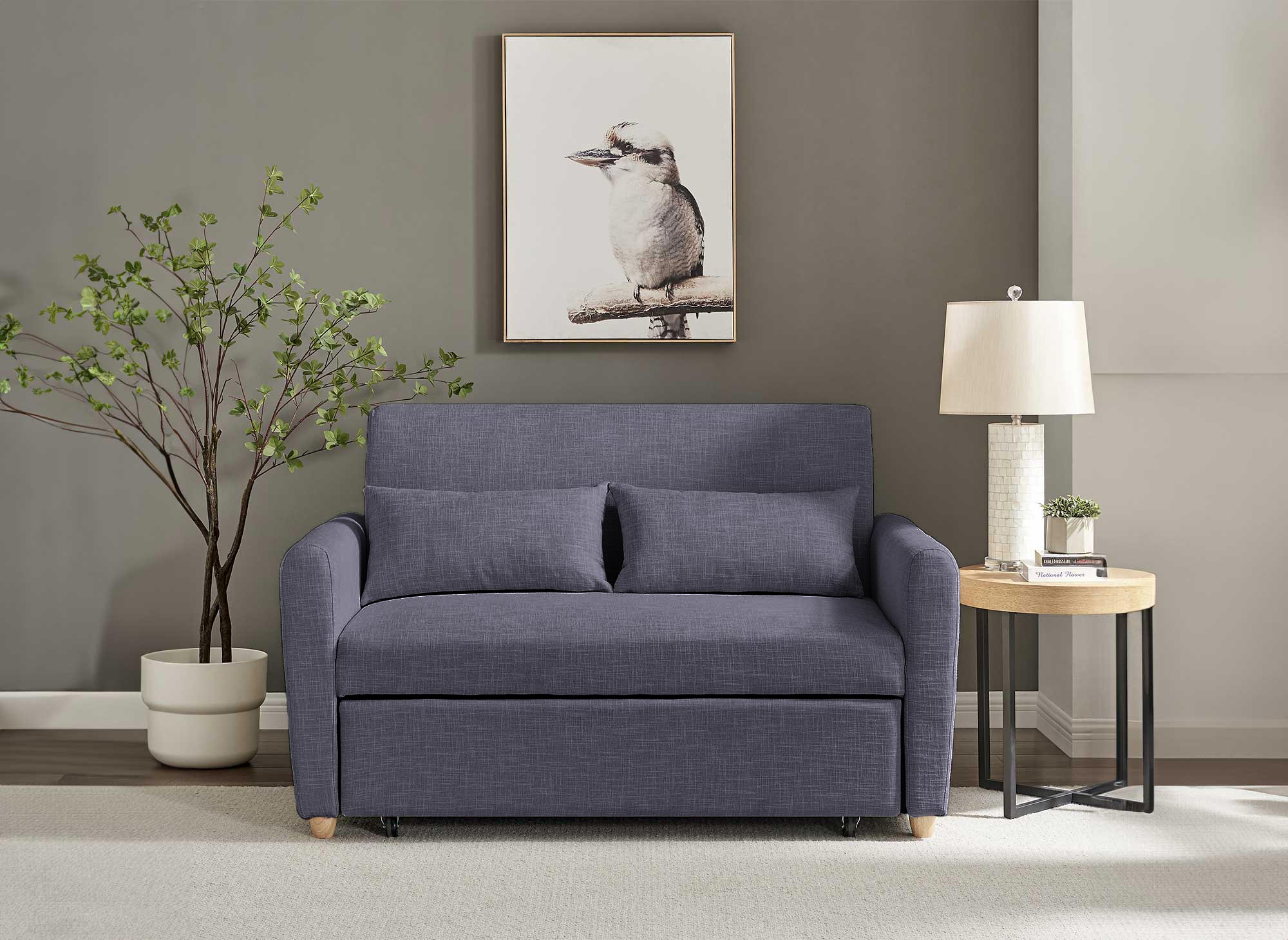 Sofá convertible escandinavo KALAYA en tela gris oscuro