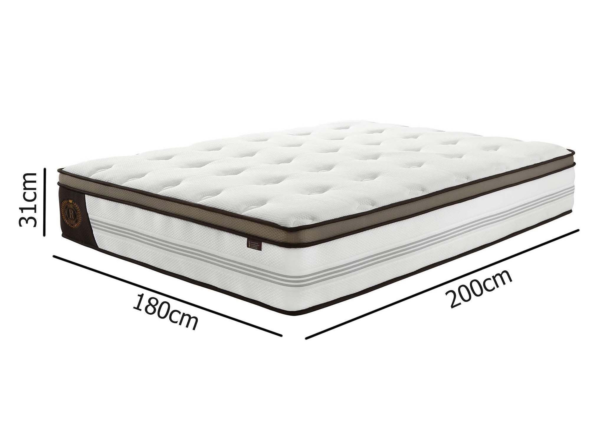 Colchón híbrido ROYAL LUX de 180 x 200 cm con muelles ensacados y espuma viscoelástica, 31 cm de grosor