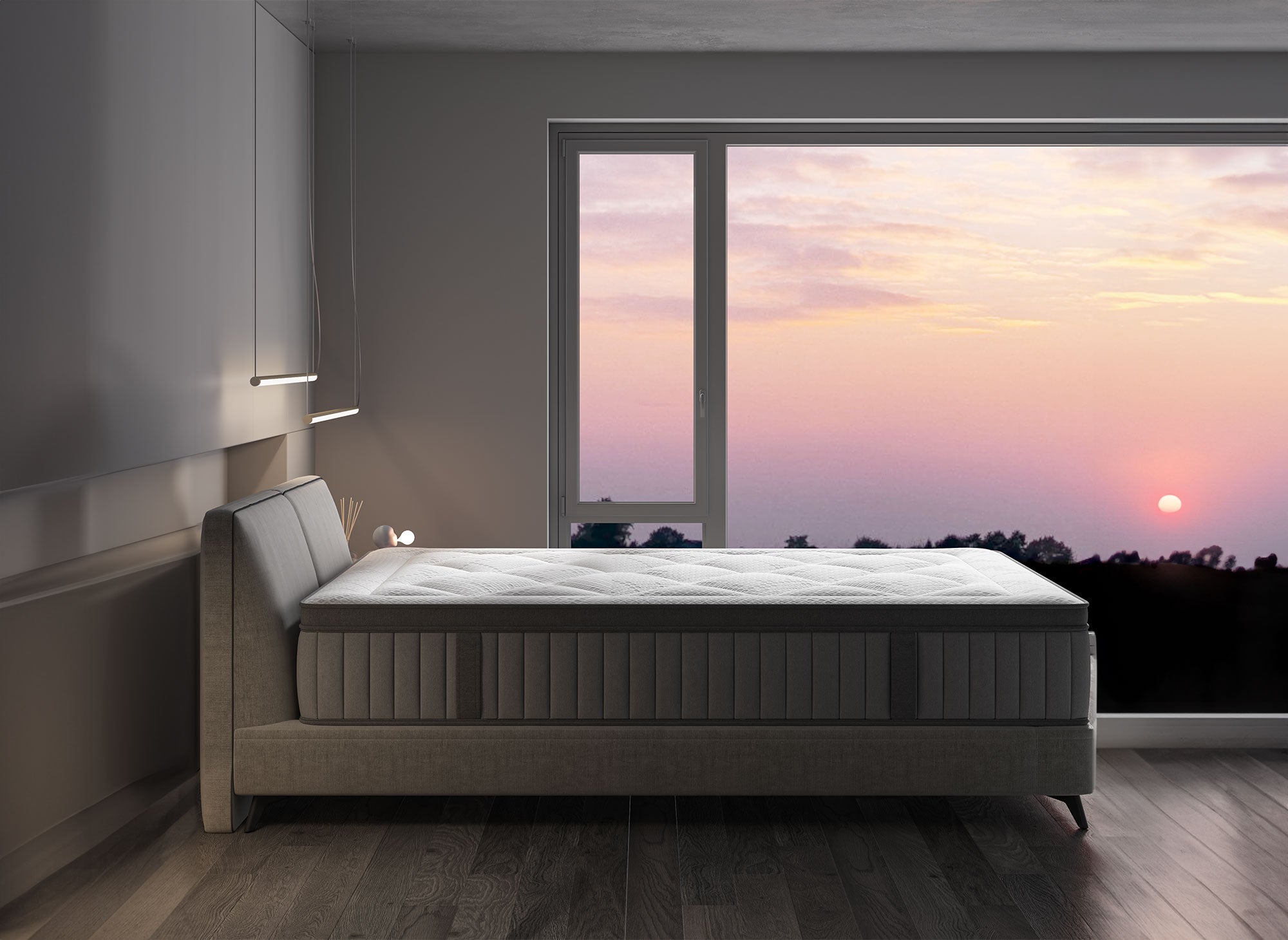 Colchón híbrido de muelles ensacados ASTRO de 160 x 200 cm y 30 cm de grosor.