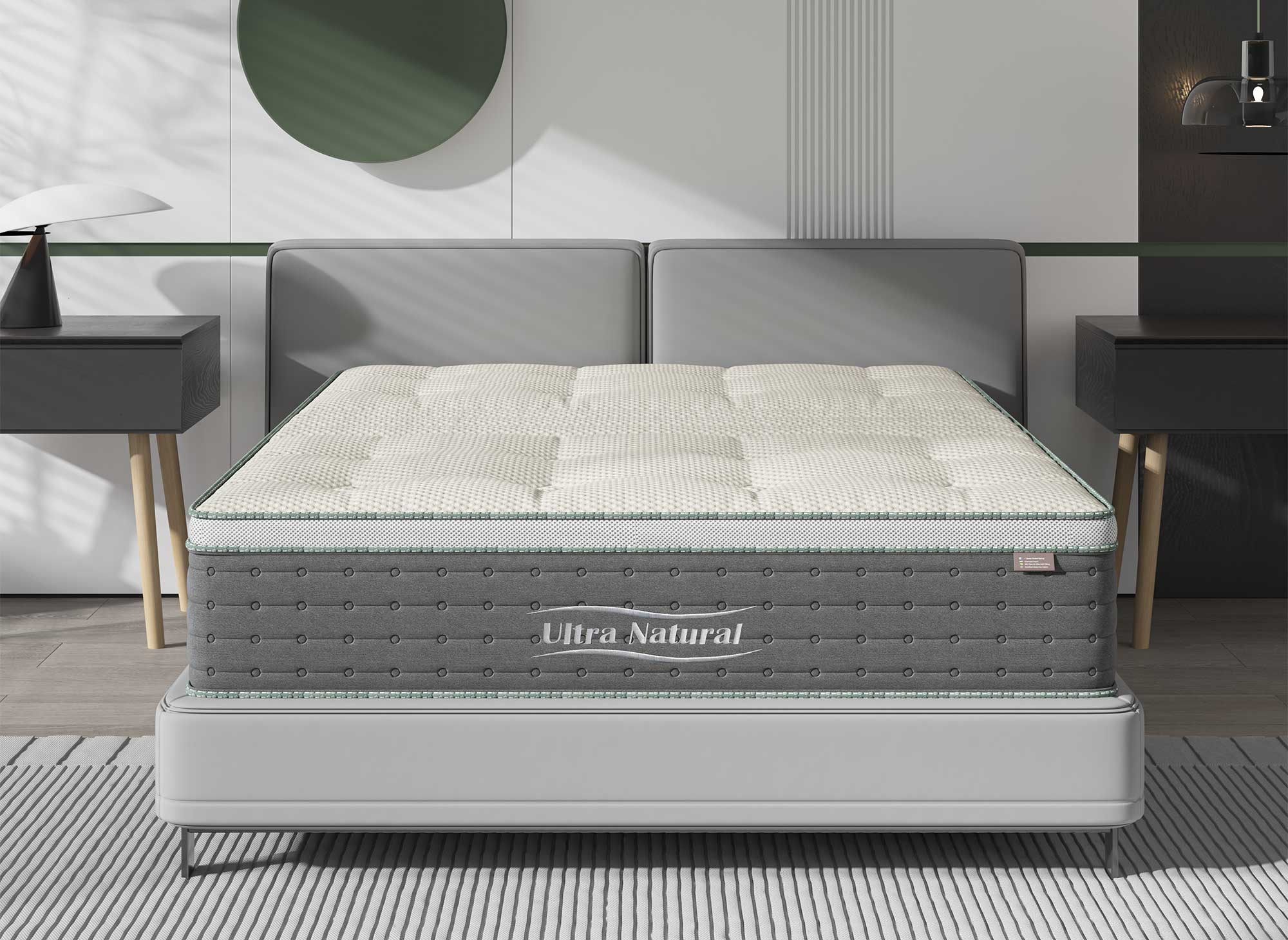 Colchón híbrido NATURAL de 160 x 200 cm con muelles ensacados y seda, 29 cm de grosor