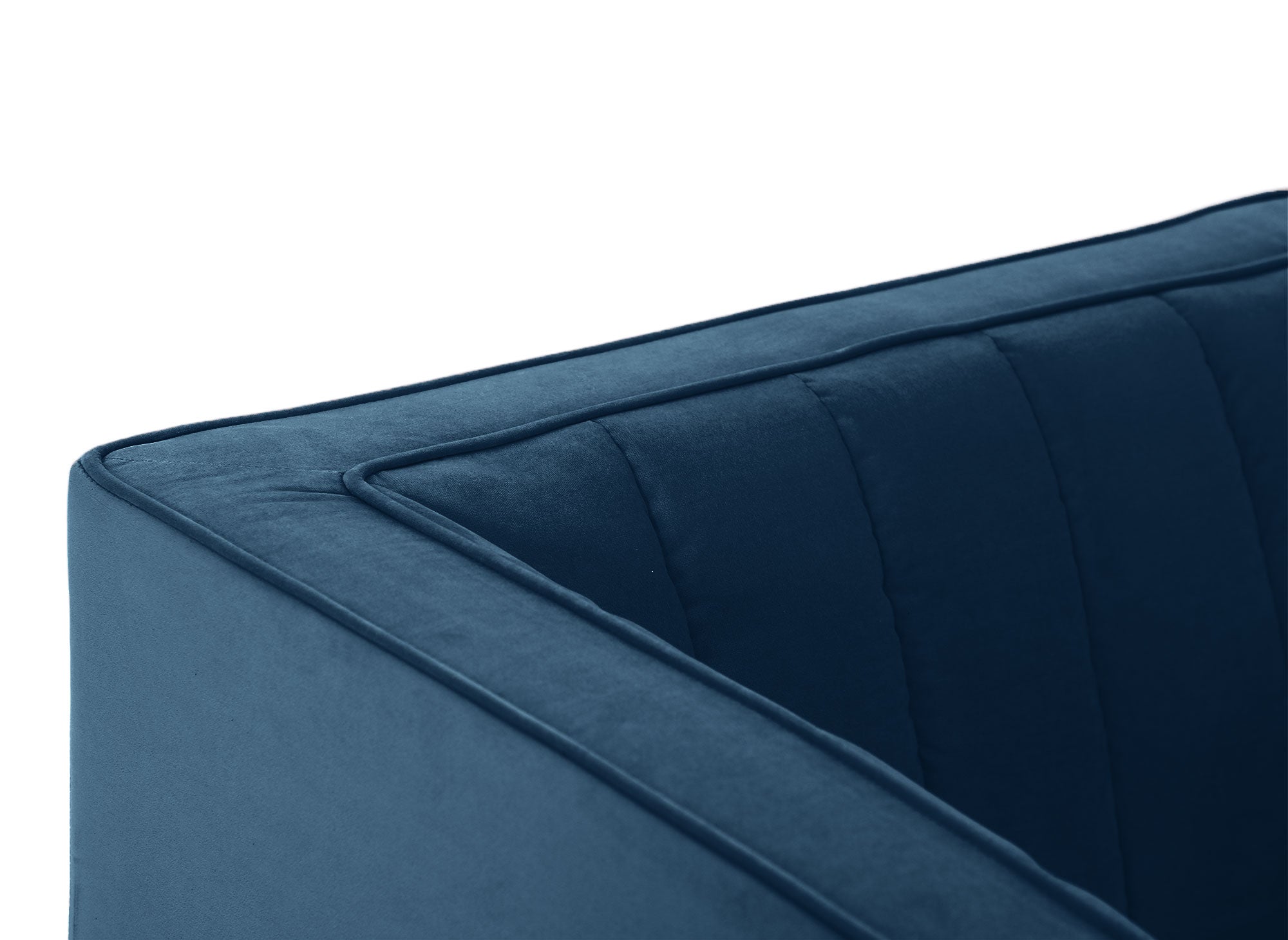 Sillón moderno ROBY en terciopelo azul con patas doradas