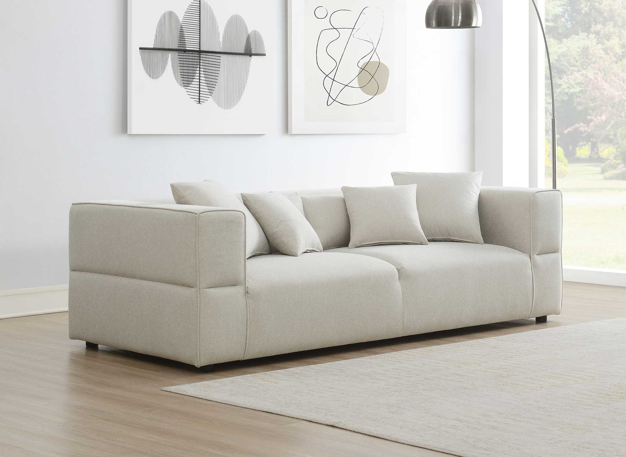 Sofá de 3 plazas EVELYNE en tela beige