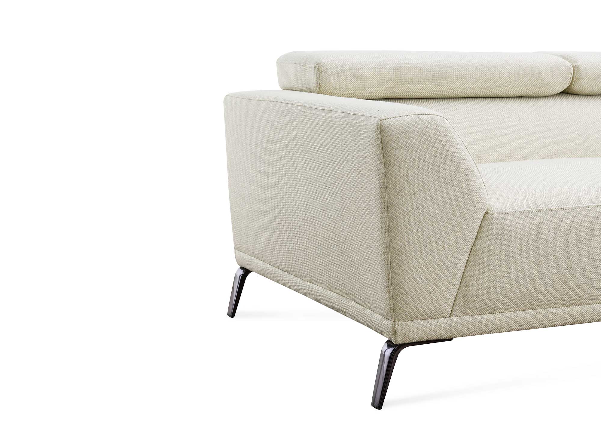 Sofá esquinero KALISTA con chaise longue en tela beige - Esquina derecha