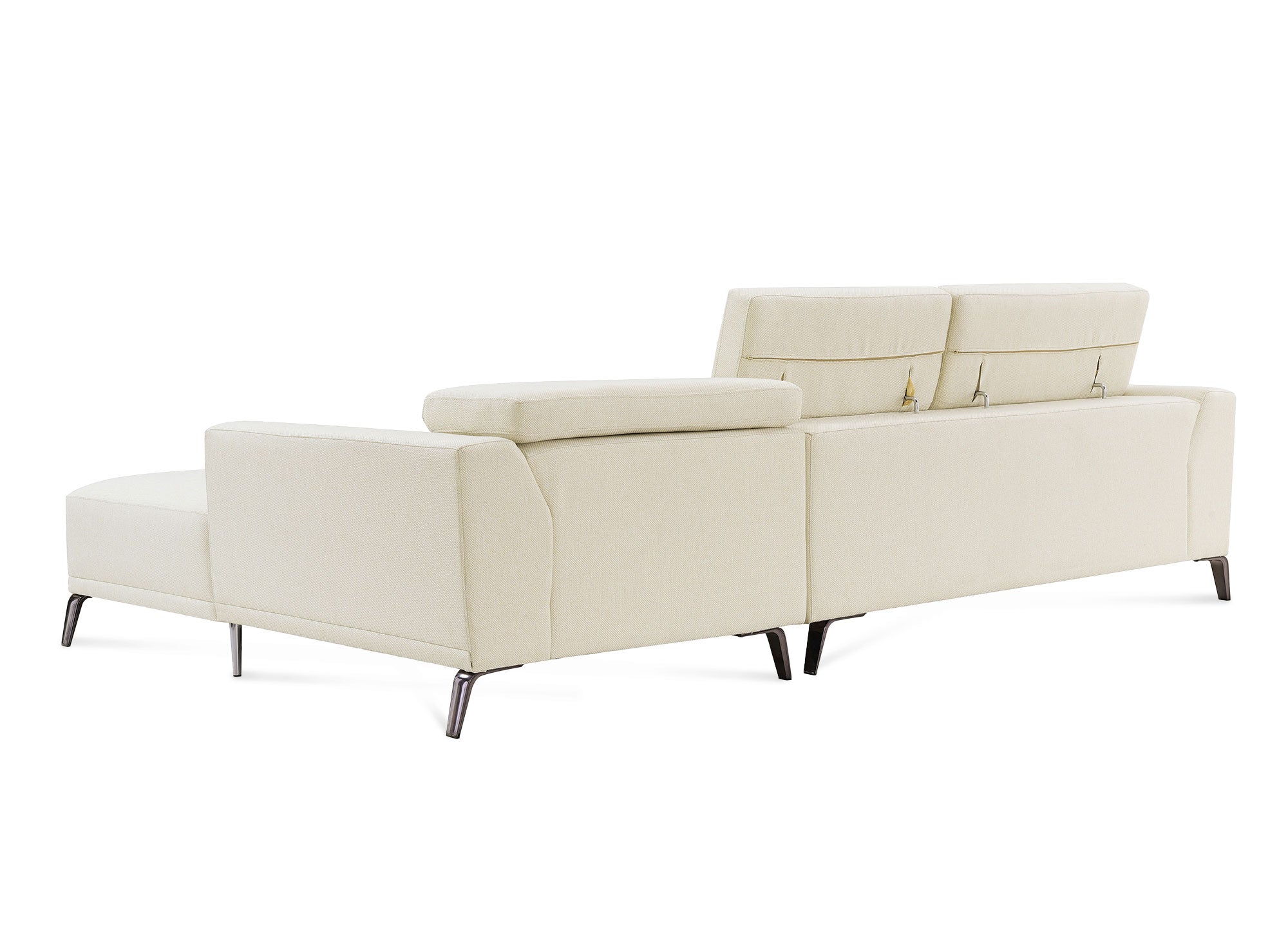 Sofá esquinero KALISTA con chaise longue en tela beige - Esquina derecha