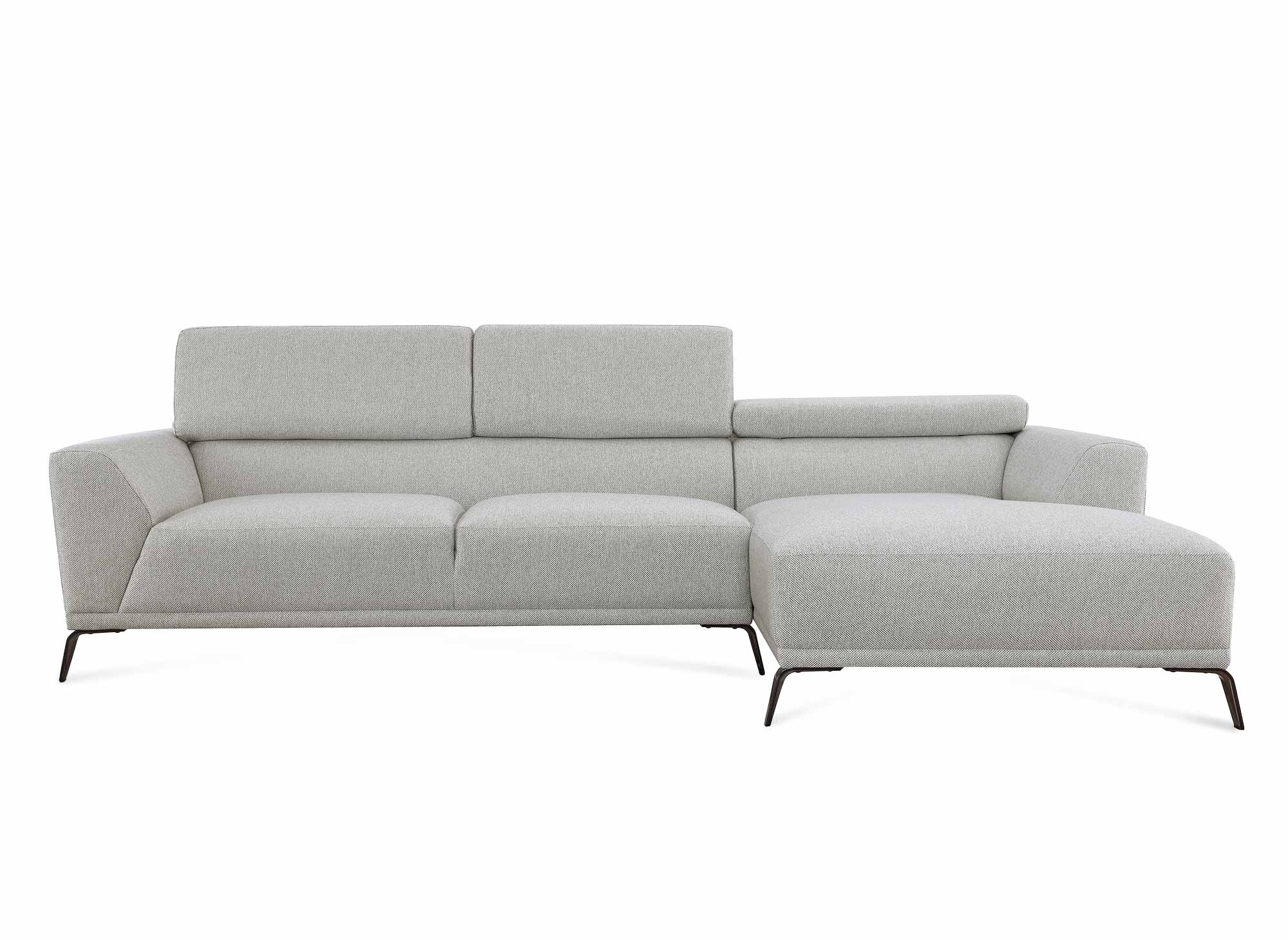 Sofá esquinero KALISTA con chaise longue en tela gris claro - Esquinero derecho