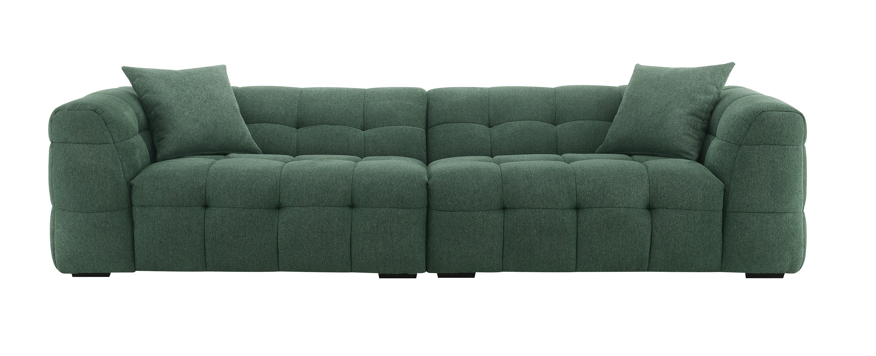 Sofá fijo BELLA de 4 plazas en tela verde