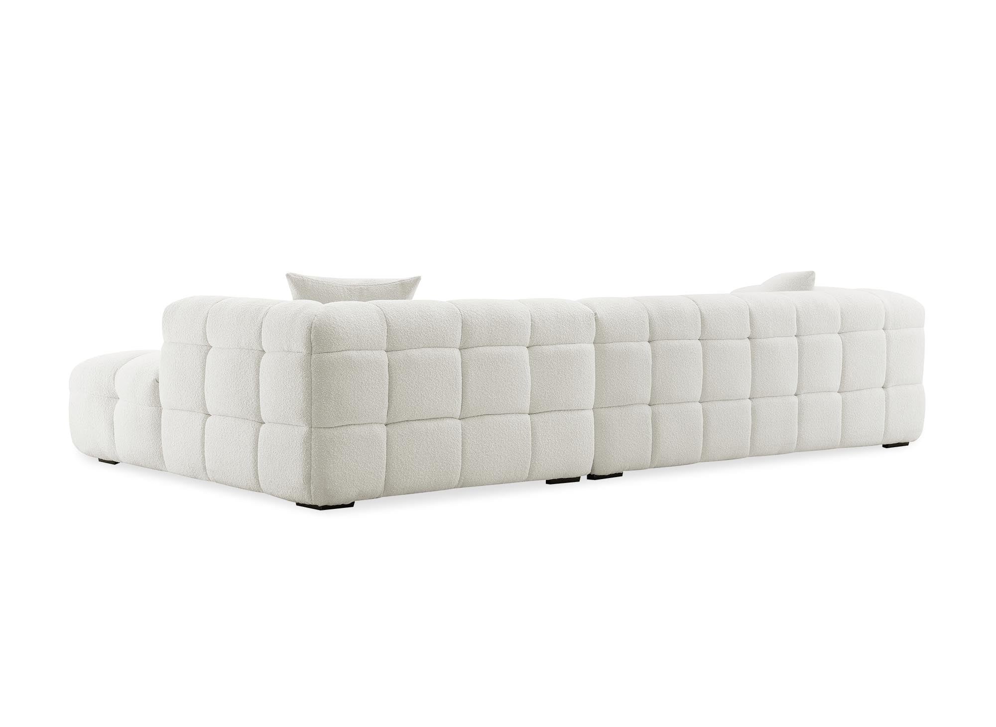 Sofá esquinero BELLA color blanco hueso con efecto piel de oveja - Esquina derecha