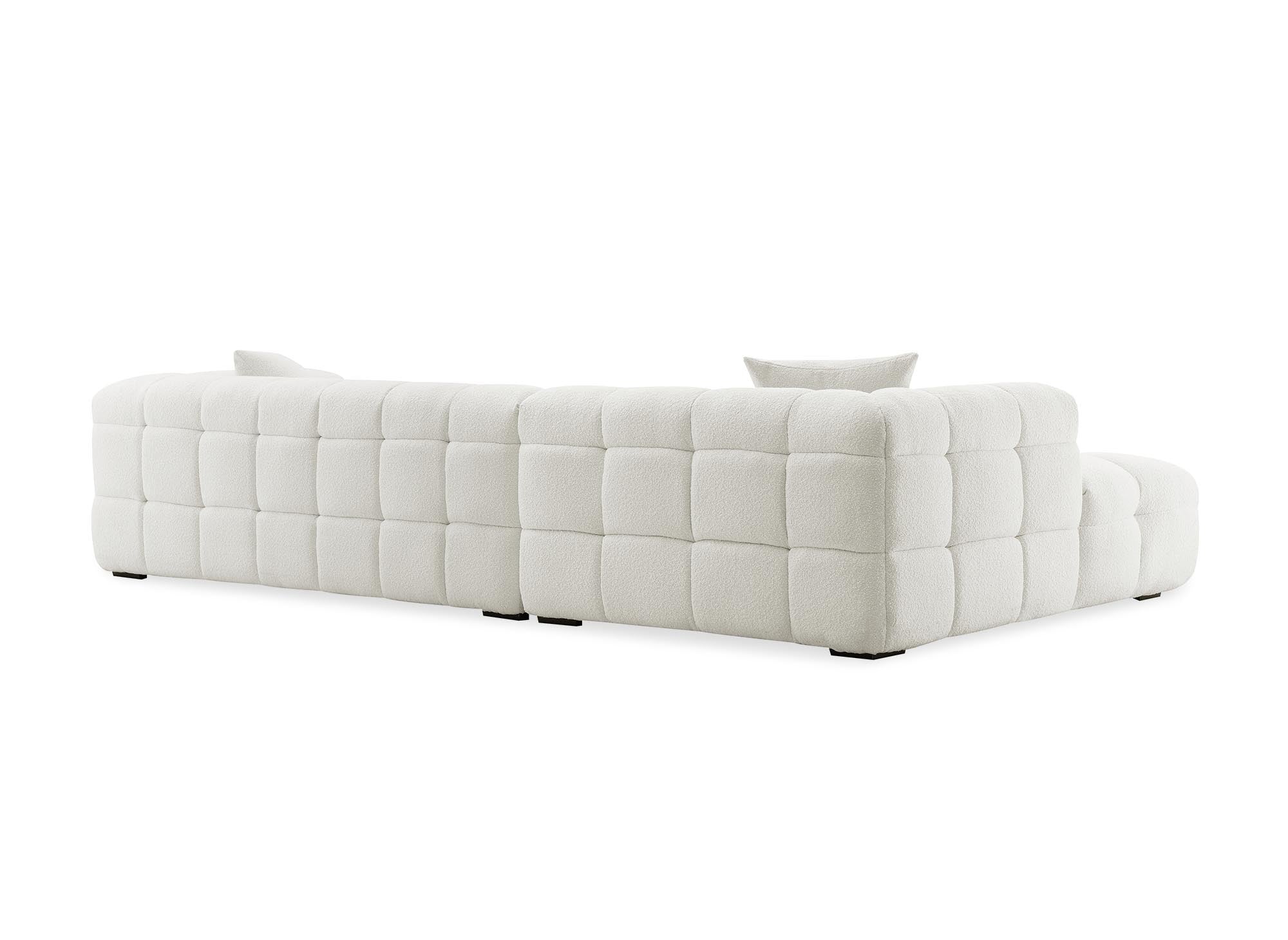 Sofá esquinero BELLA en efecto piel de oveja color blanco hueso - Esquina izquierda