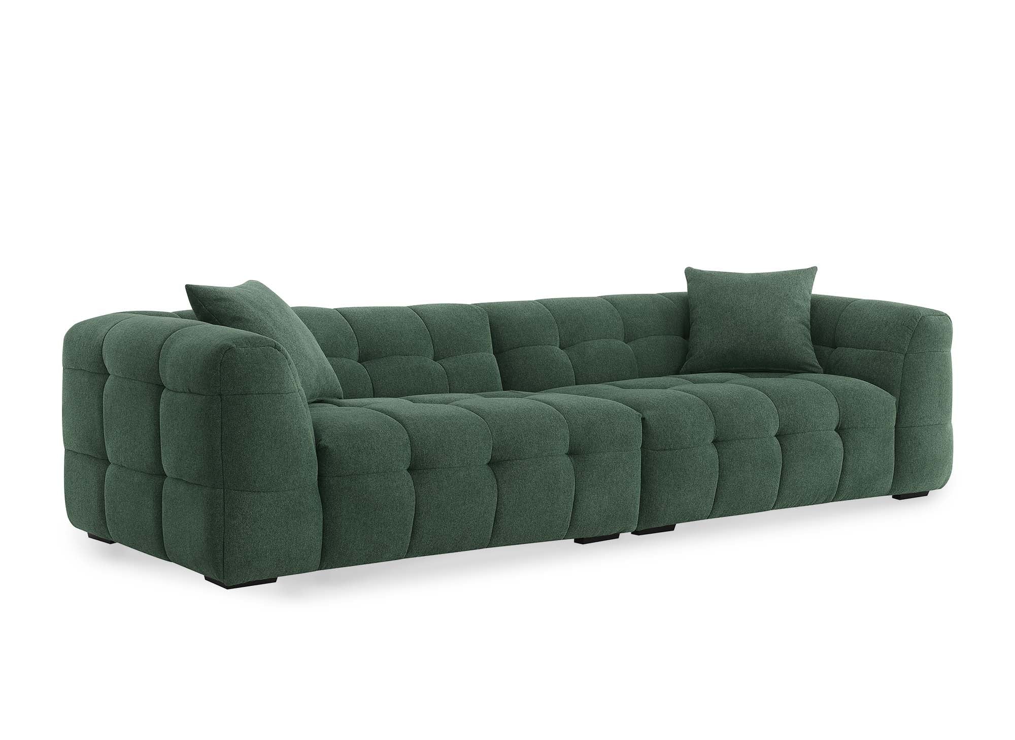 Sofá BELLA de 4 plazas en tela verde