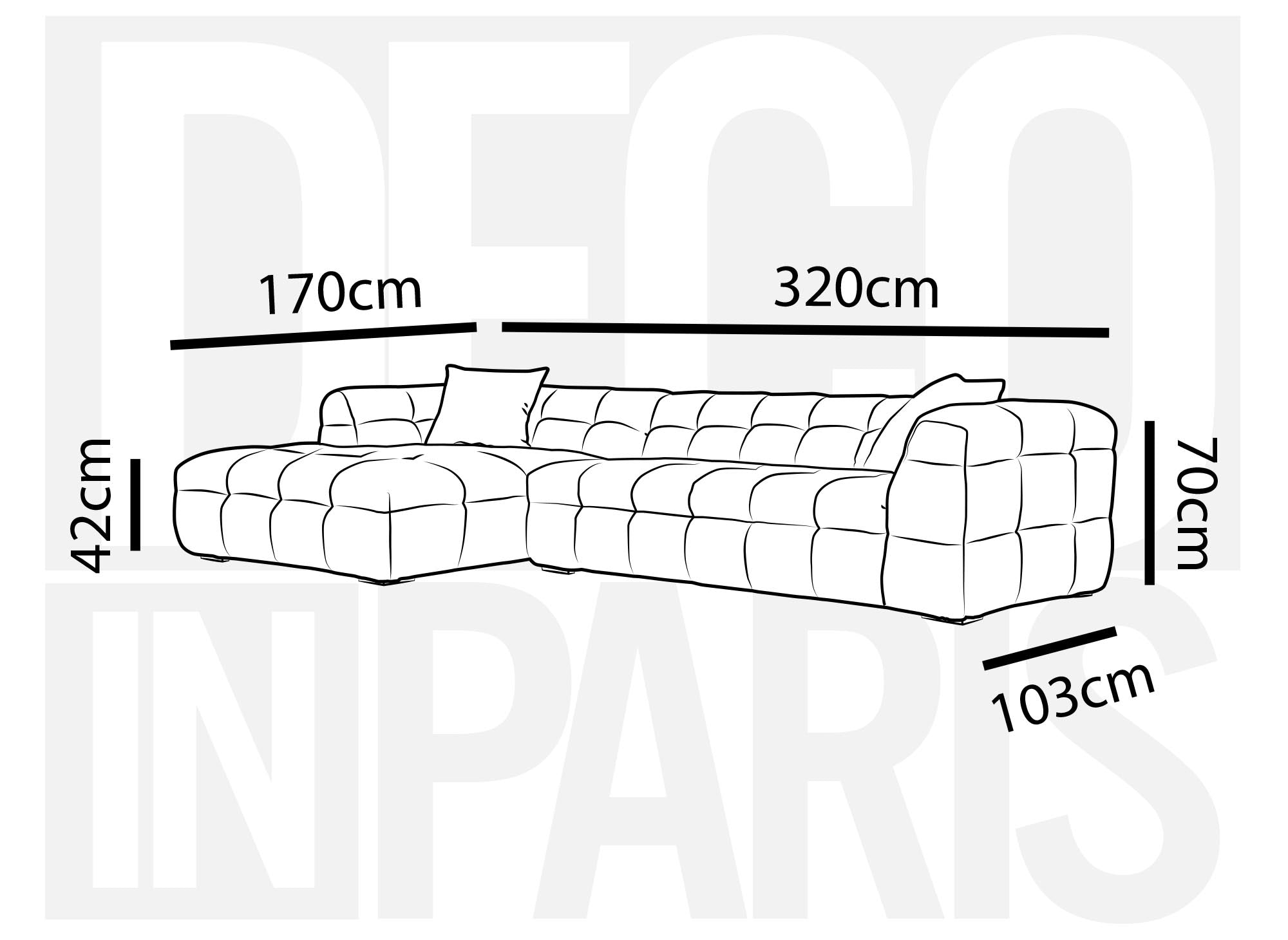 Sofá esquinero BELLA gris con efecto piel de oveja - Esquina izquierda