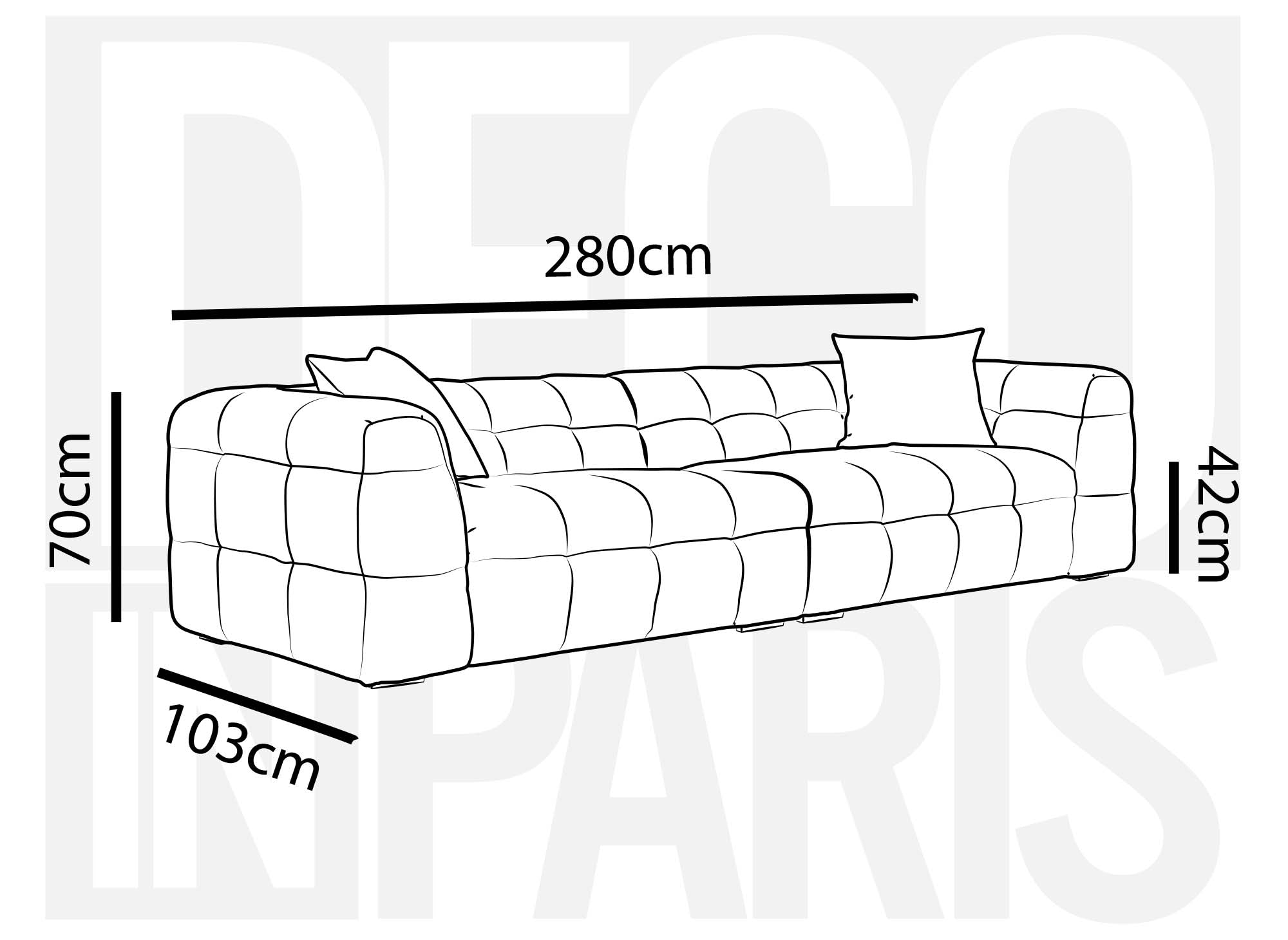 Sofá BELLA de 4 plazas en tela verde