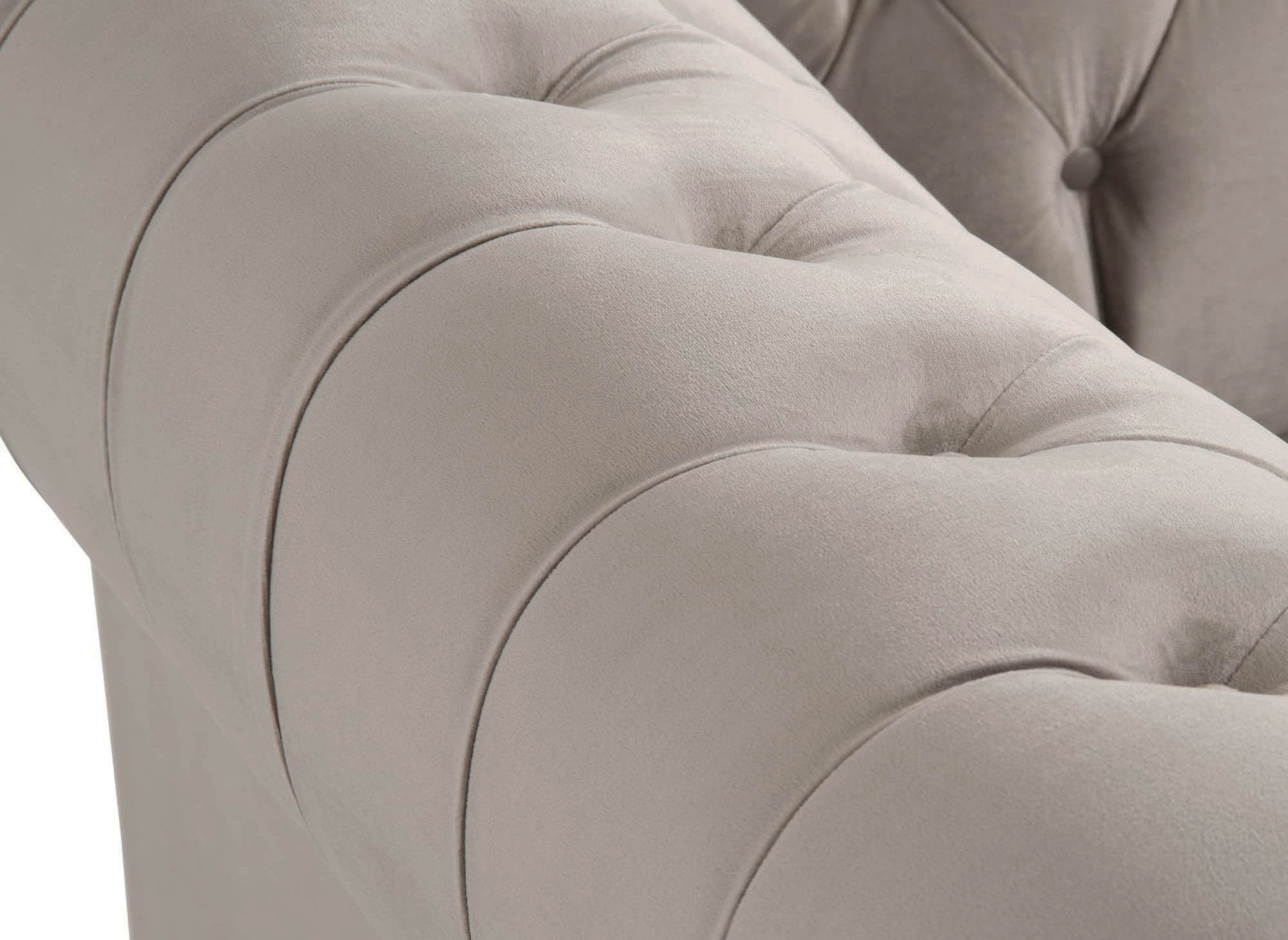 Sofá Chesterfield de dos plazas en terciopelo beige - WILSTON