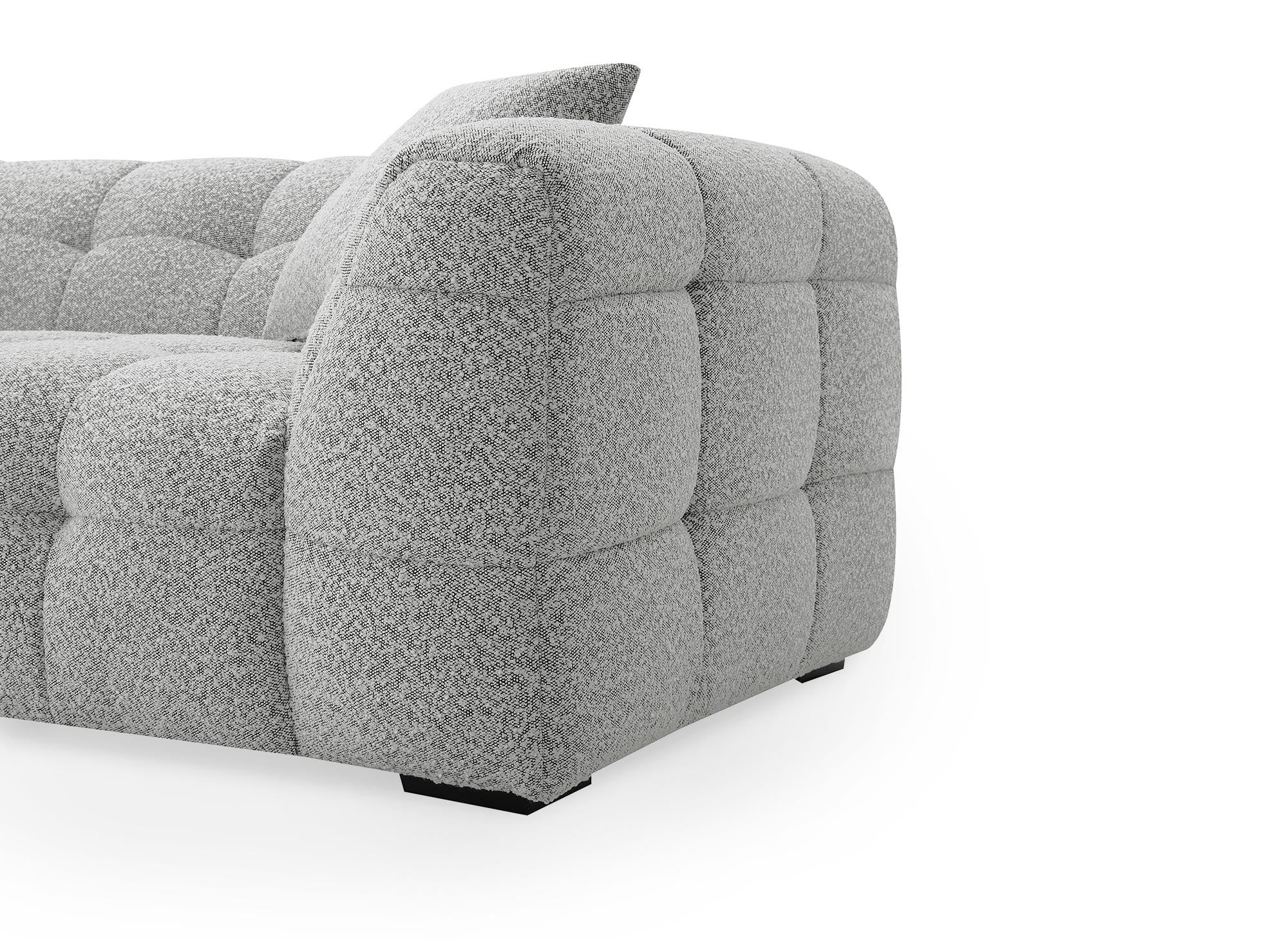 Sofá esquinero BELLA gris con efecto piel de oveja - Esquina izquierda