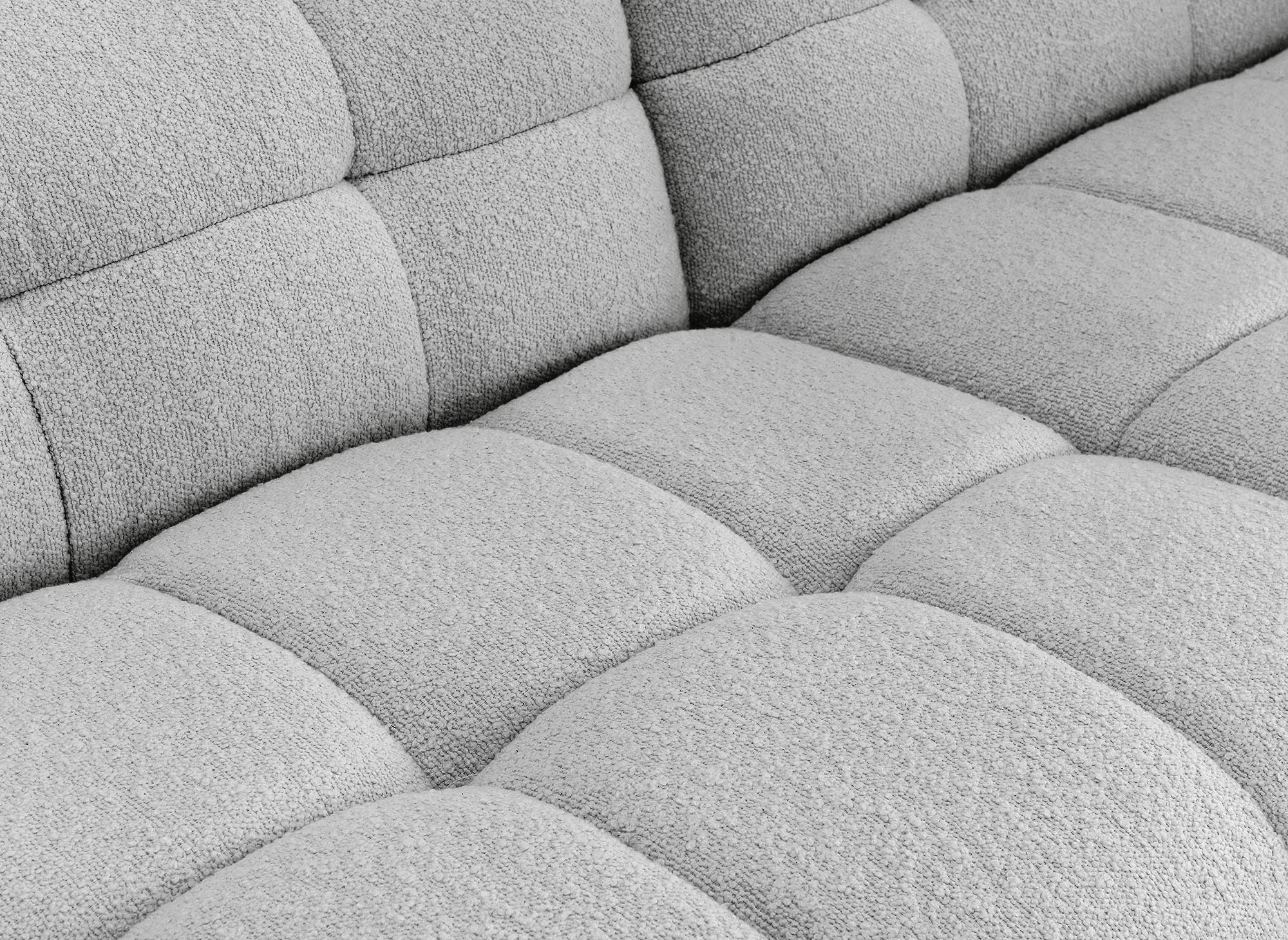 Sofá fijo BELLA de 3 plazas efecto piel de oveja gris