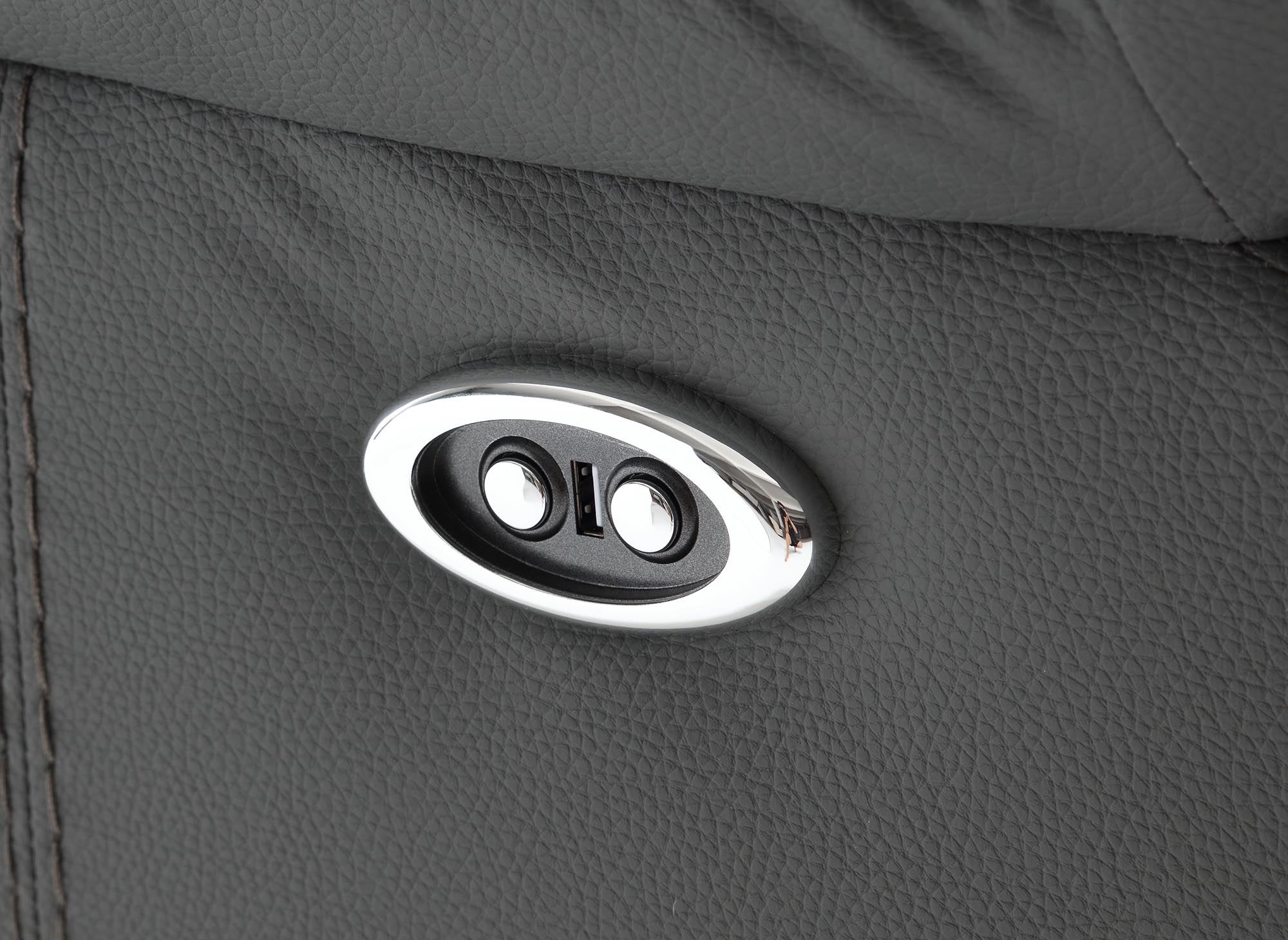 Sillón reclinable eléctrico ELISE en piel sintética gris oscuro