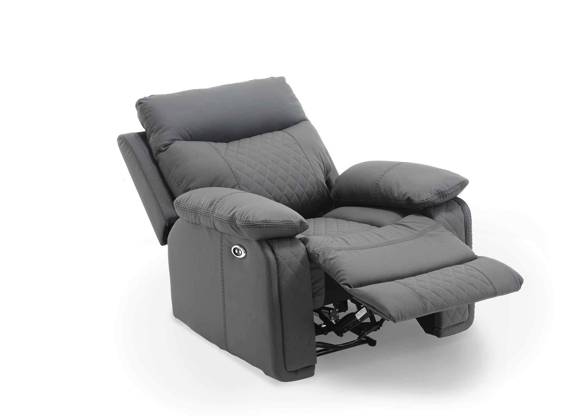 Sillón reclinable eléctrico ELISE en piel sintética gris oscuro
