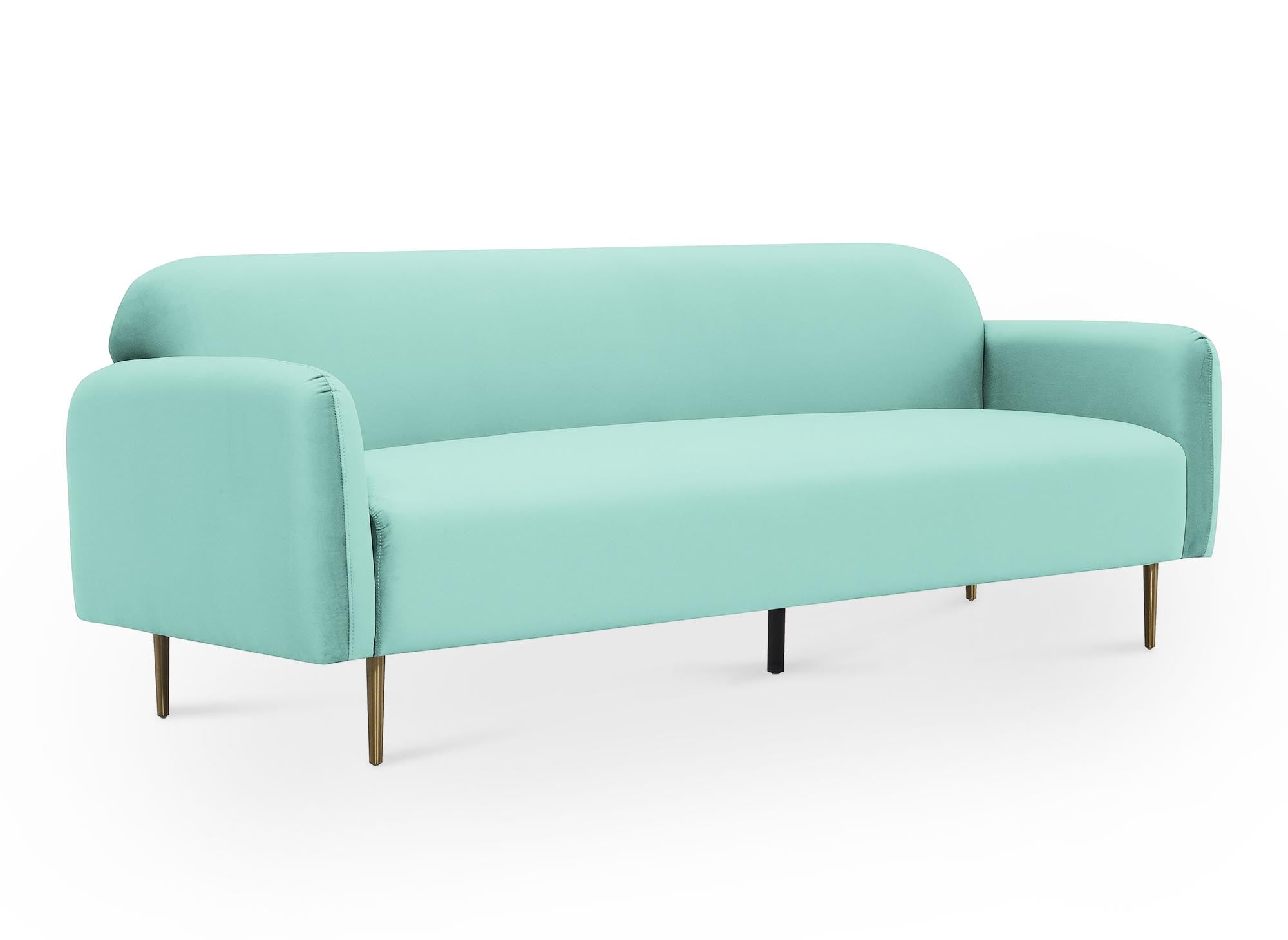 Sofá de 3 plazas MARILYNE en terciopelo verde aguamarina