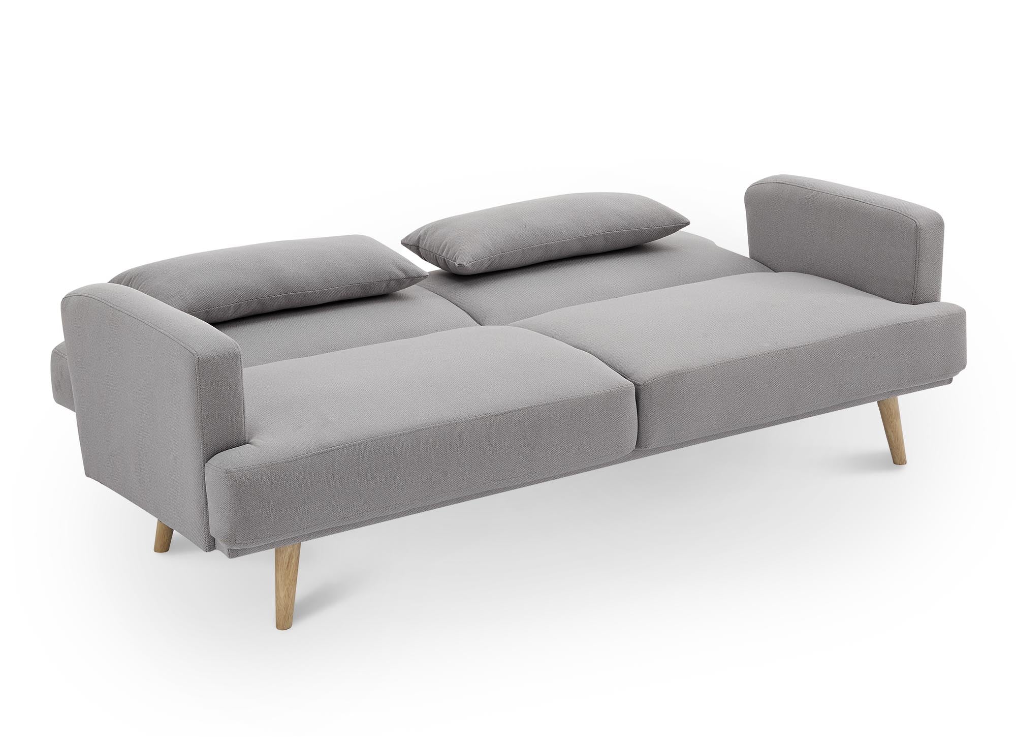 Sofá BART de 3 plazas con mecanismo clic-clac en tela gris