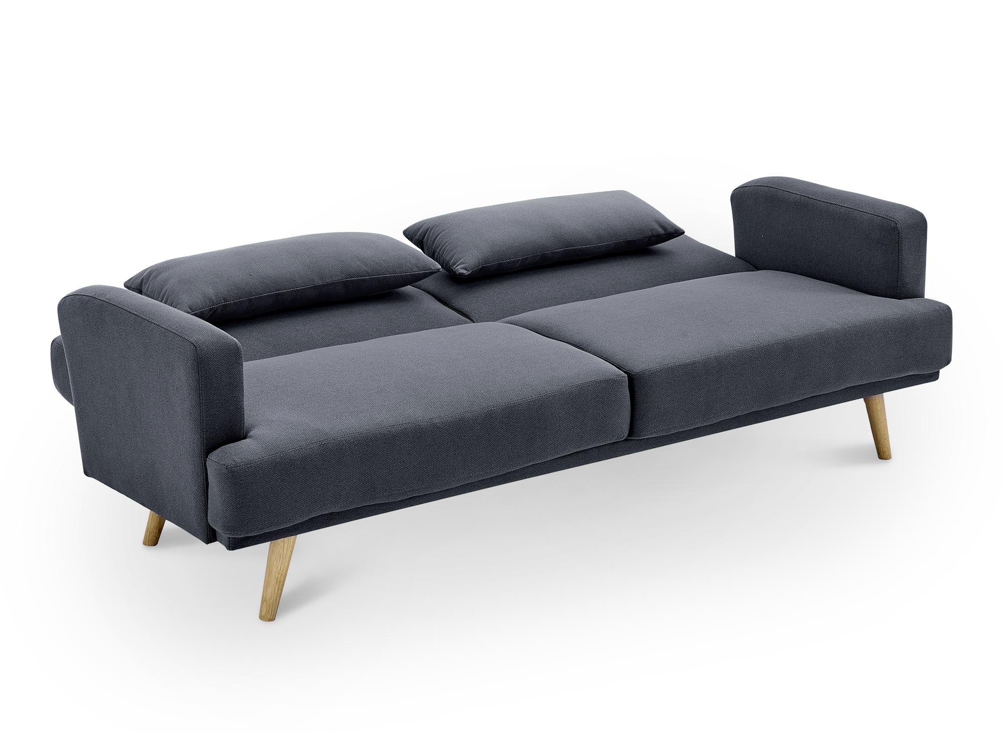 Sofá BART de 3 plazas con mecanismo clic-clac en tela gris oscuro