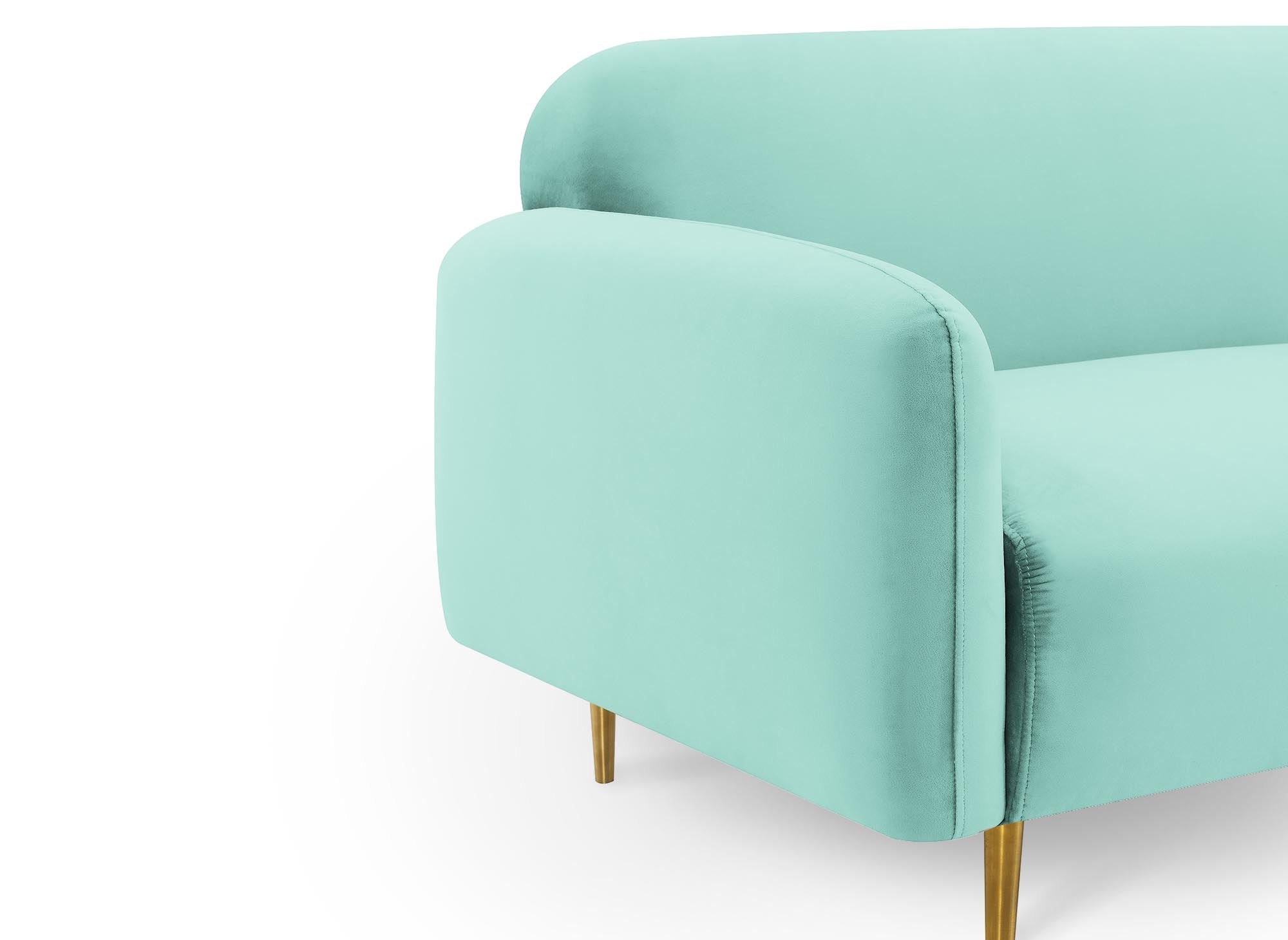 Sofá de 2 plazas MARILYNE en terciopelo verde aguamarina