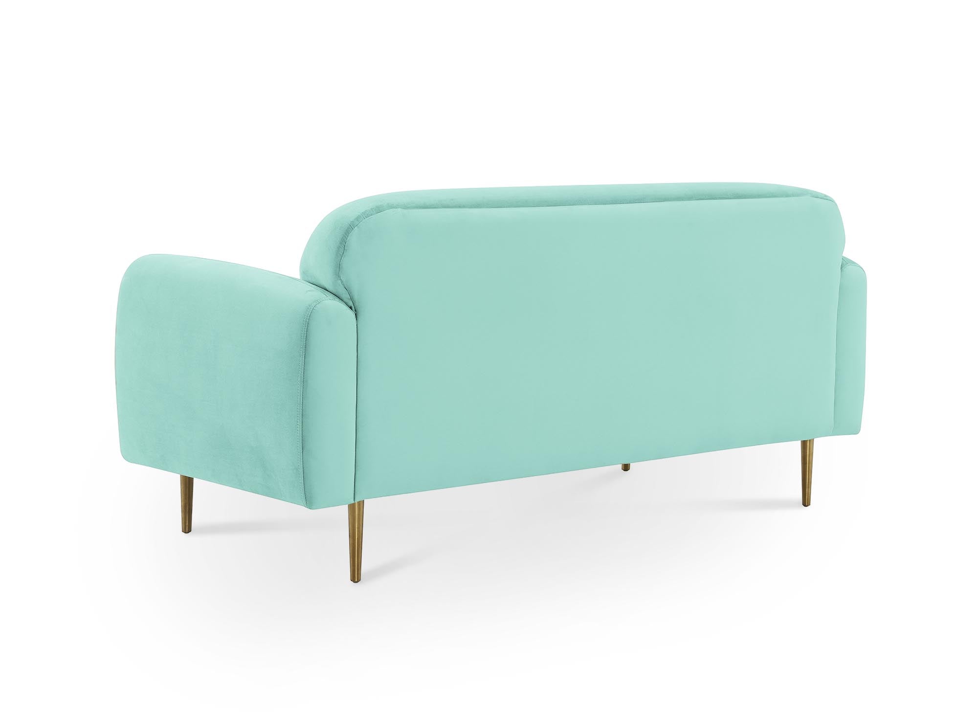 Sofá de 2 plazas MARILYNE en terciopelo verde aguamarina