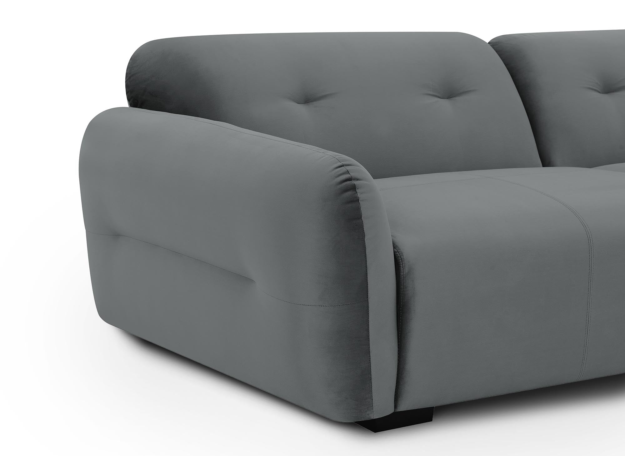 Sofá PICASSO de 3 plazas en terciopelo gris