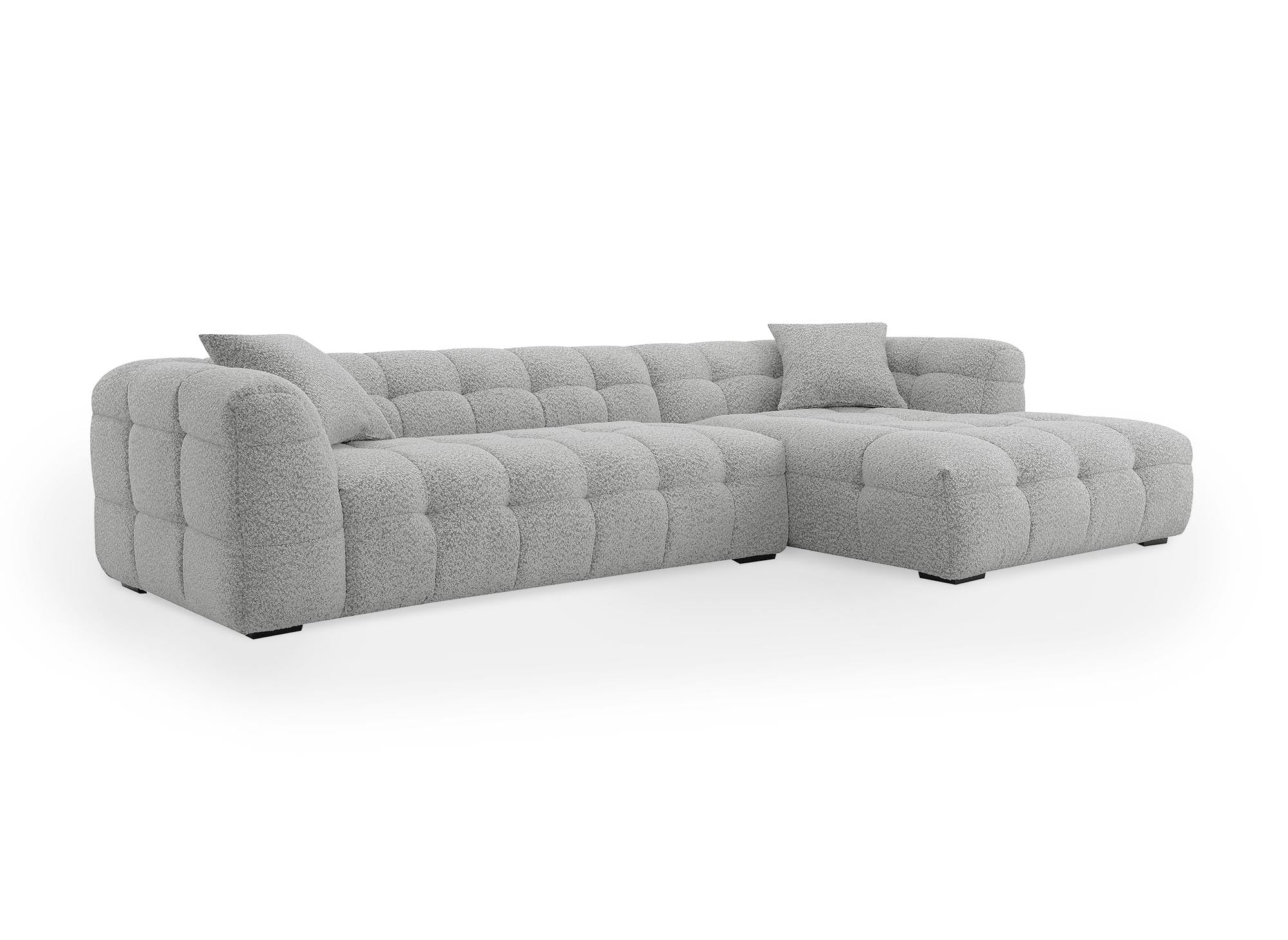 Sofá esquinero BELLA gris con efecto piel de oveja - Esquina derecha