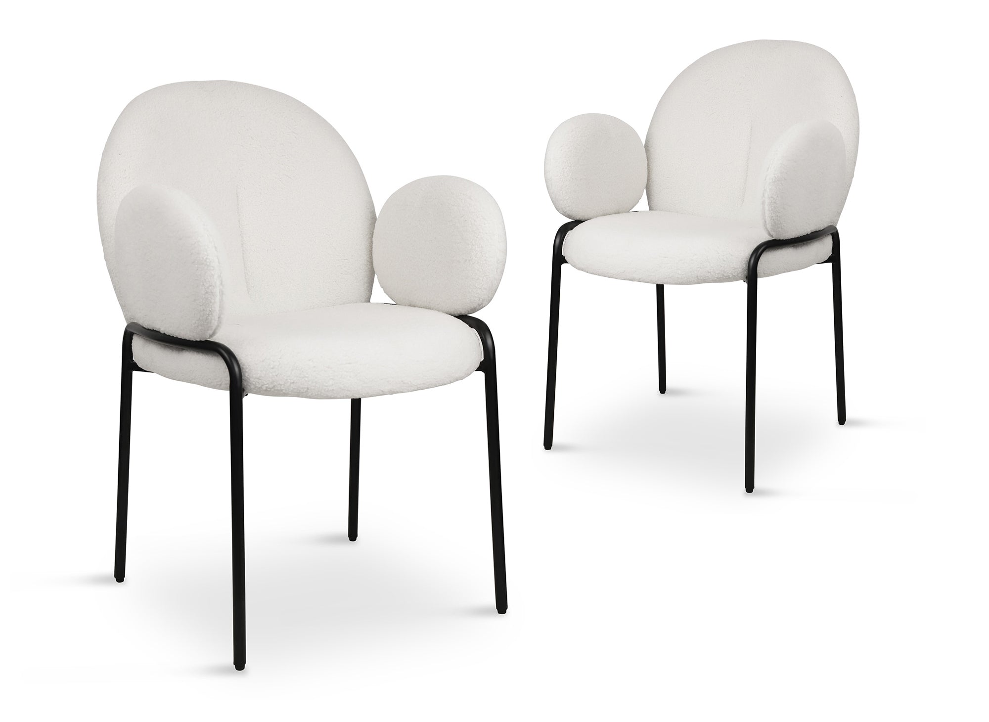 Conjunto de 2 sillones de diseño con reposabrazos en tejido bouclé blanco BENTA