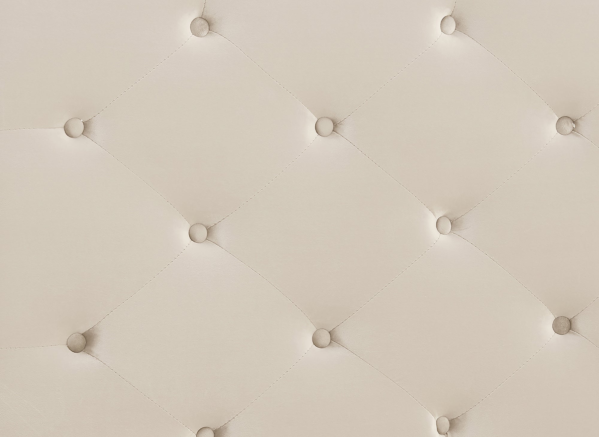 Cama doble MAREVA de terciopelo capitoné beige, 140x190 cm