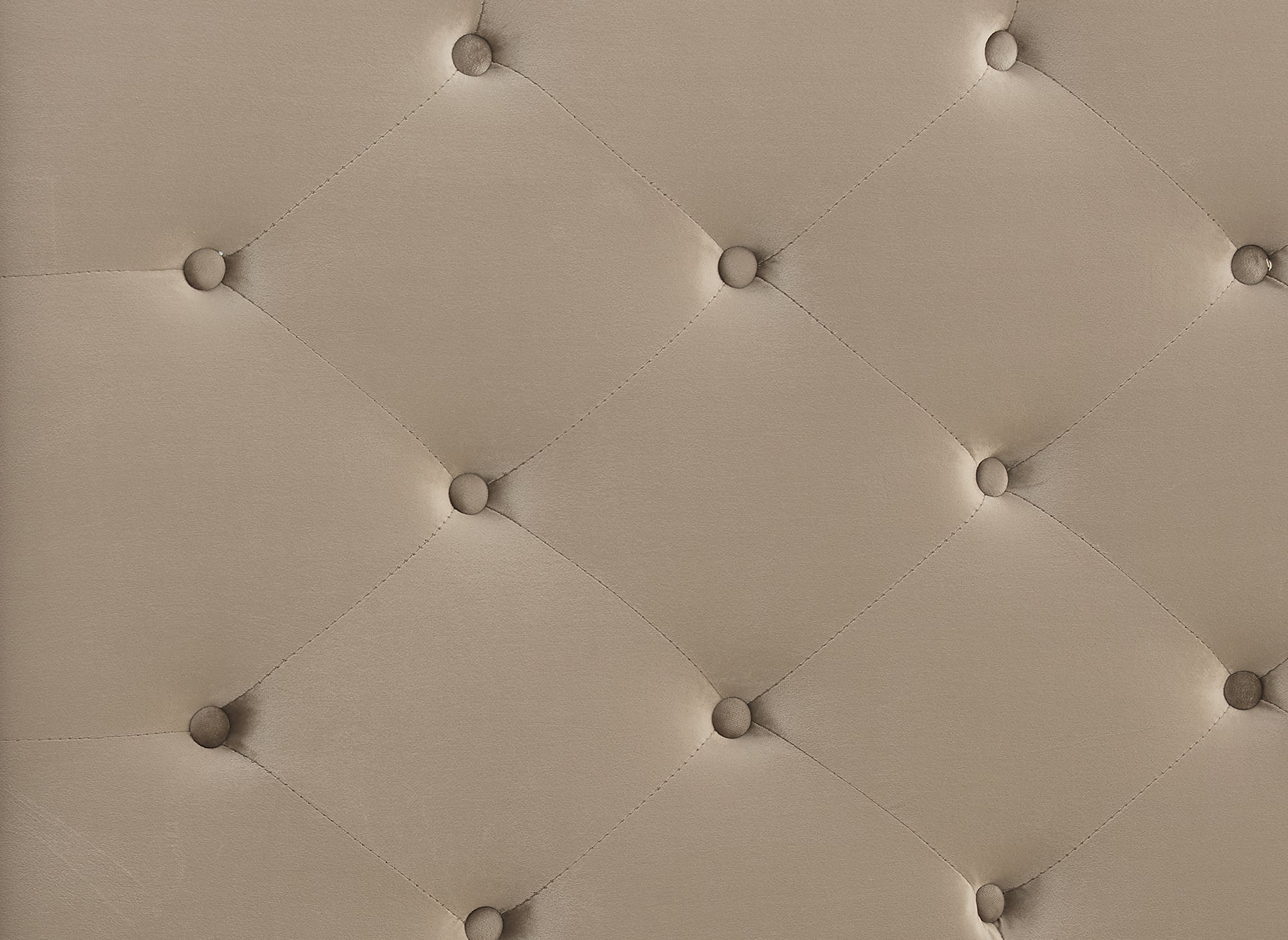 Cama doble tapizada en terciopelo color topo MAREVA de 140x190 cm