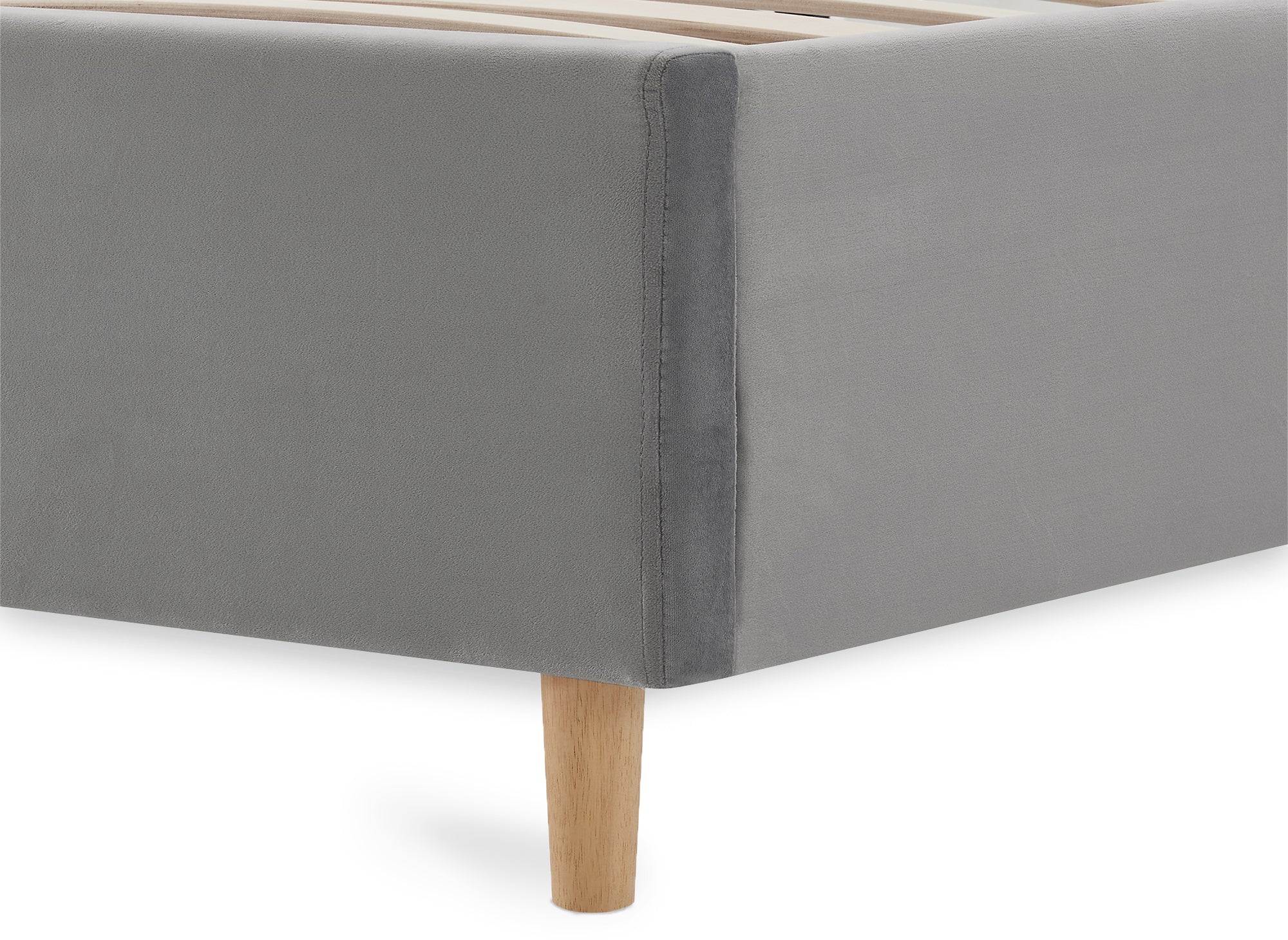 Cama doble MAREVA de terciopelo gris capitoné, 140x190 cm