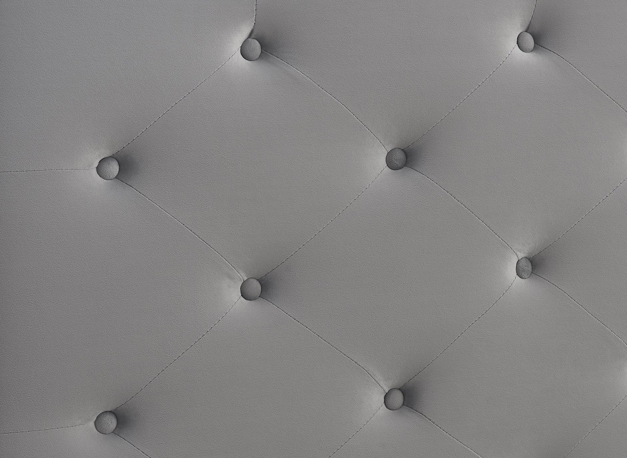 Cama doble MAREVA de terciopelo gris capitoné, 140x190 cm