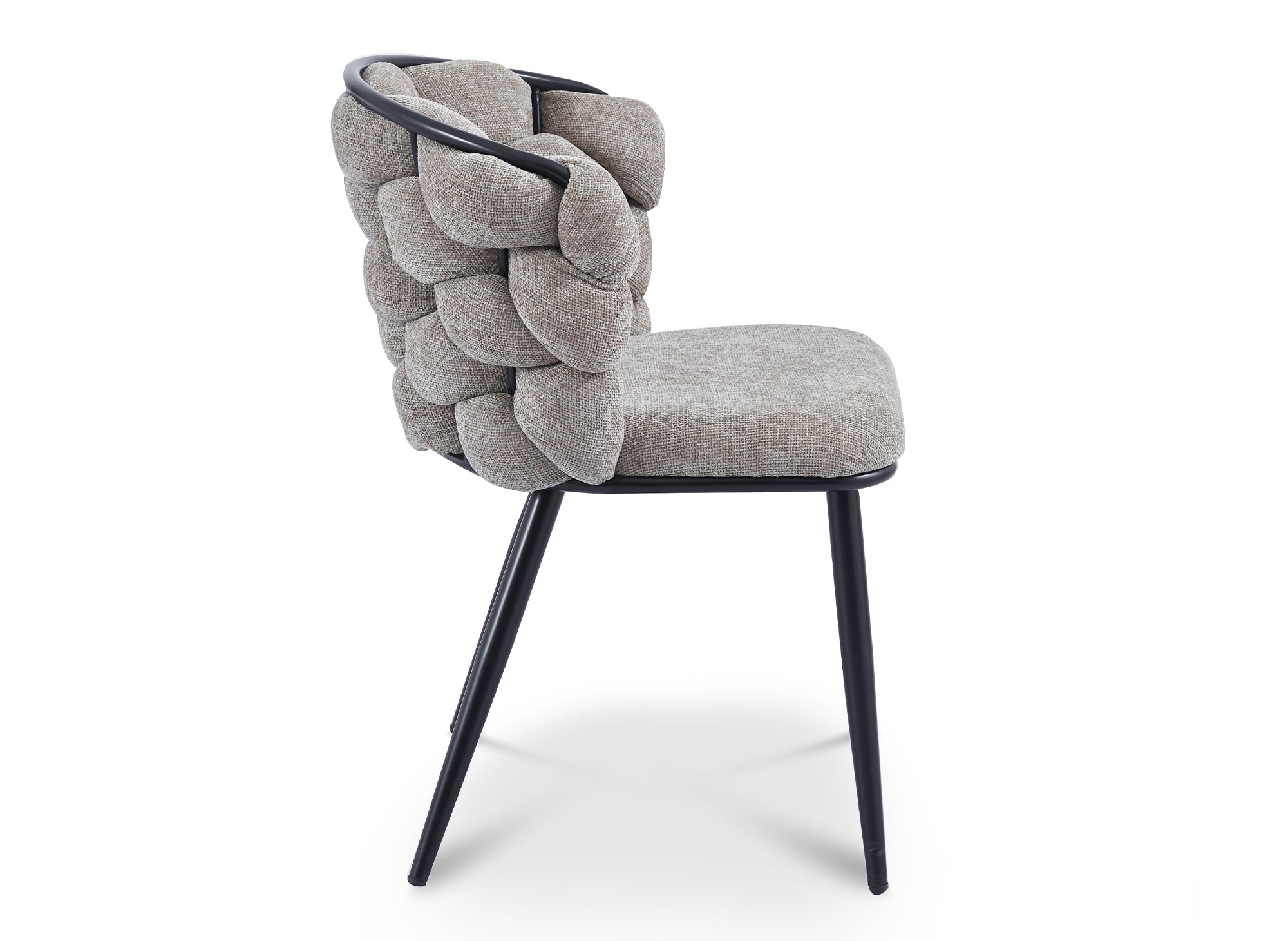 Juego de 2 sillas tapizadas en color topo con patas de metal negro, CECILE