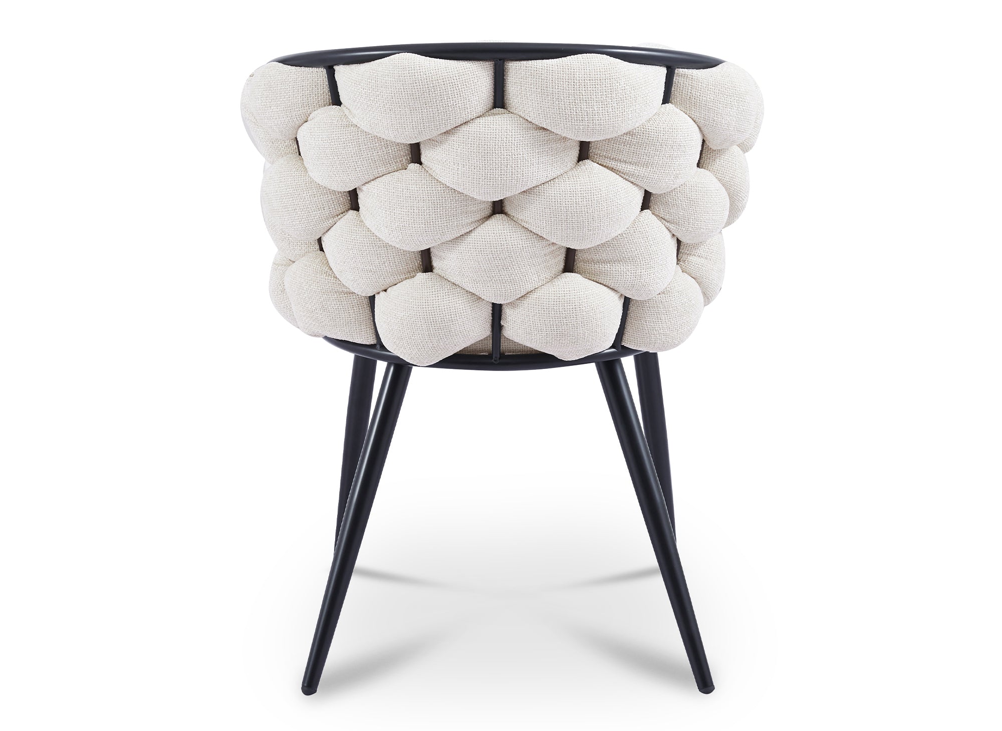 Juego de 2 sillas tapizadas en tela beige con patas de metal negro, CECILE