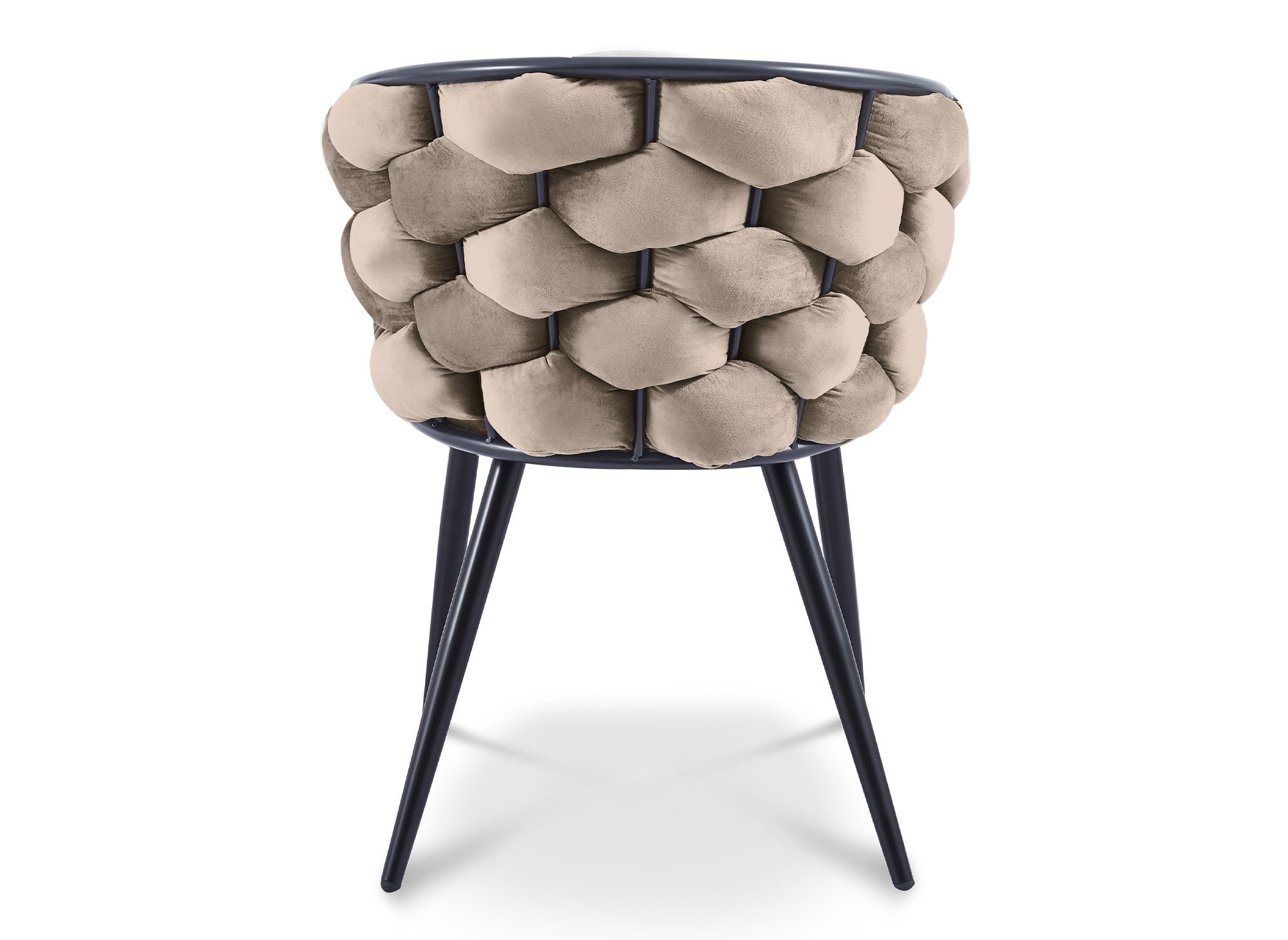 Juego de 2 sillas de terciopelo color topo con patas de metal negro, CECILE